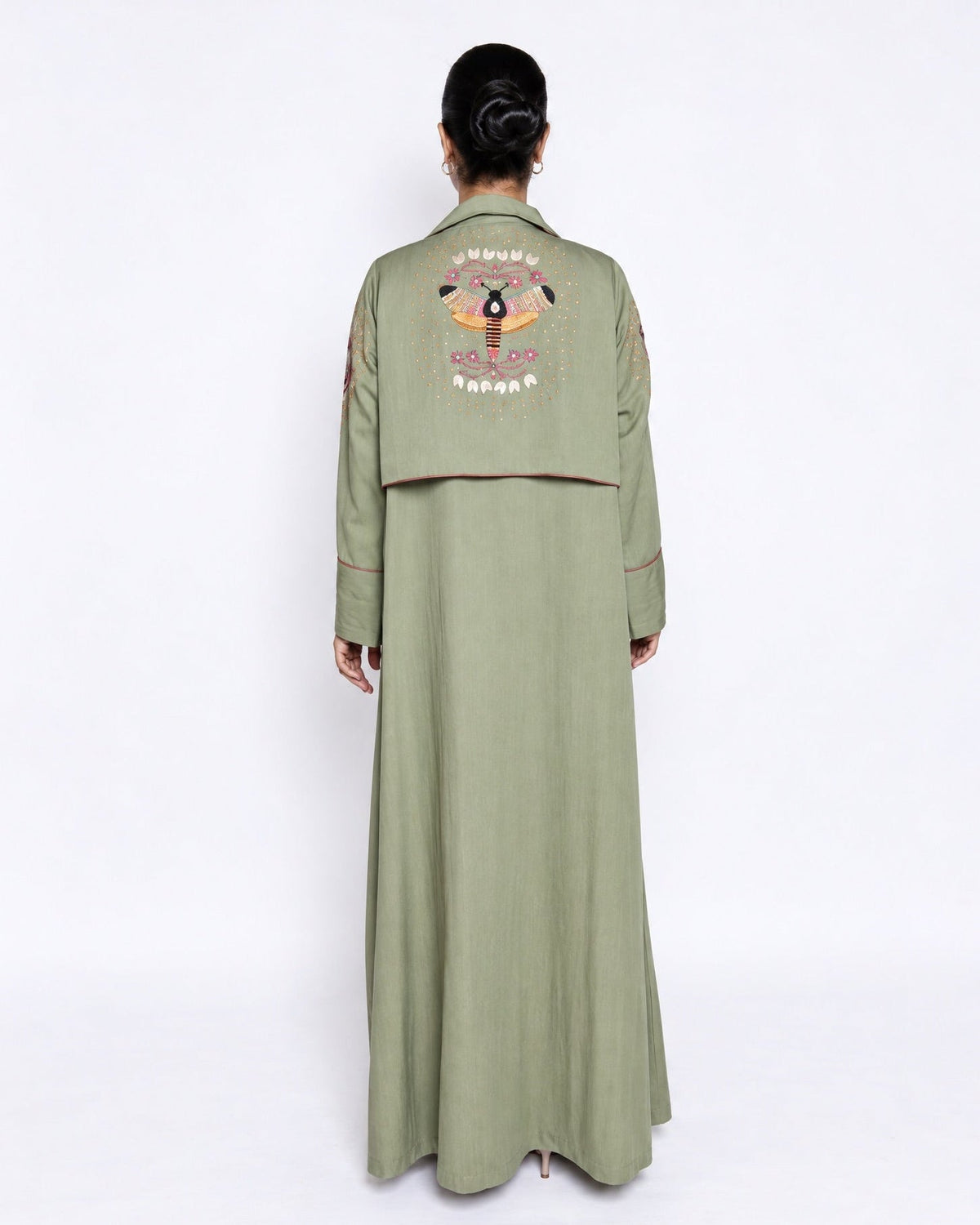THE BUTTERFLY OLIVE ABAYA - LUMAN ABAYAS - MIRA Y MANO