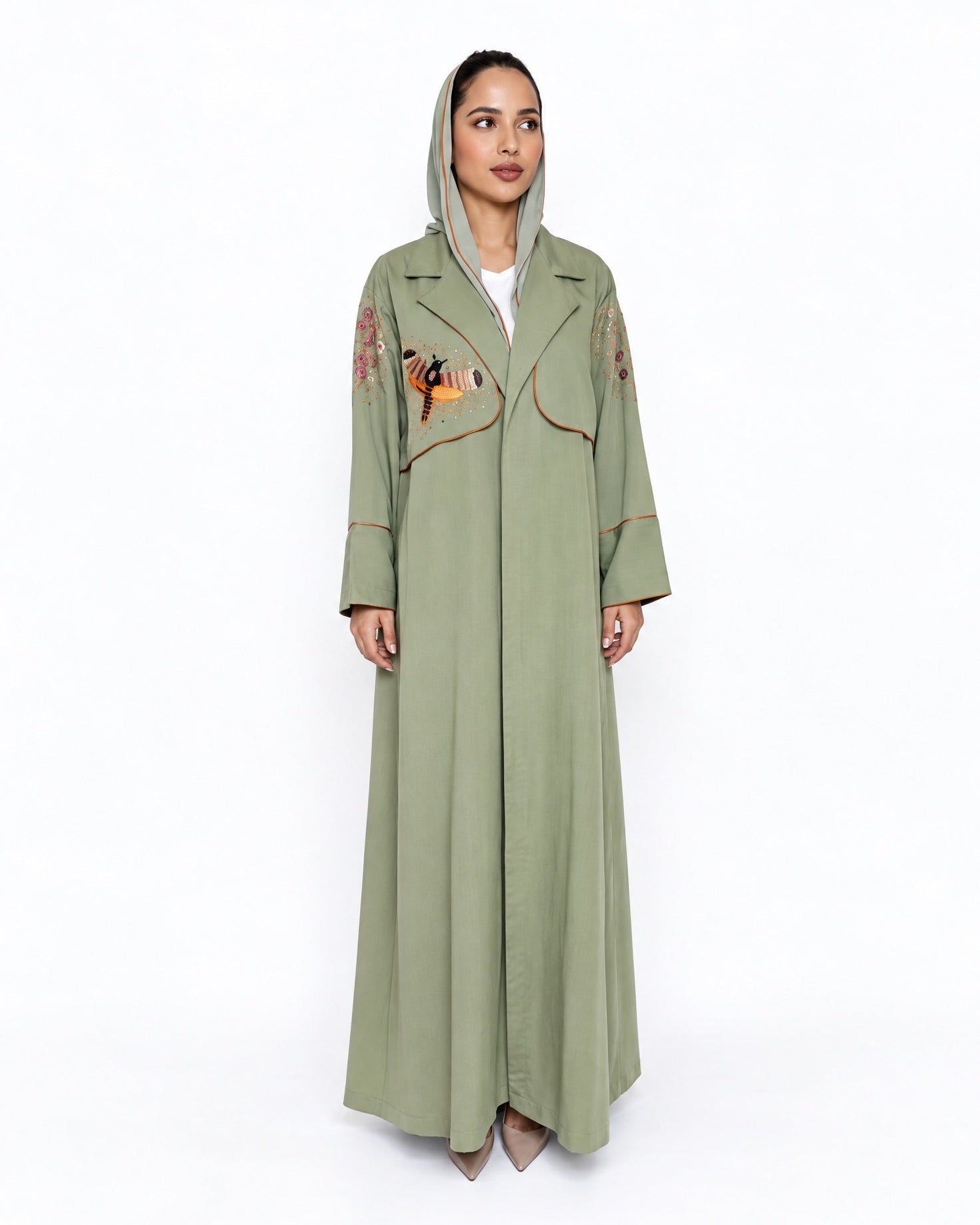 THE BUTTERFLY OLIVE ABAYA - LUMAN ABAYAS - MIRA Y MANO