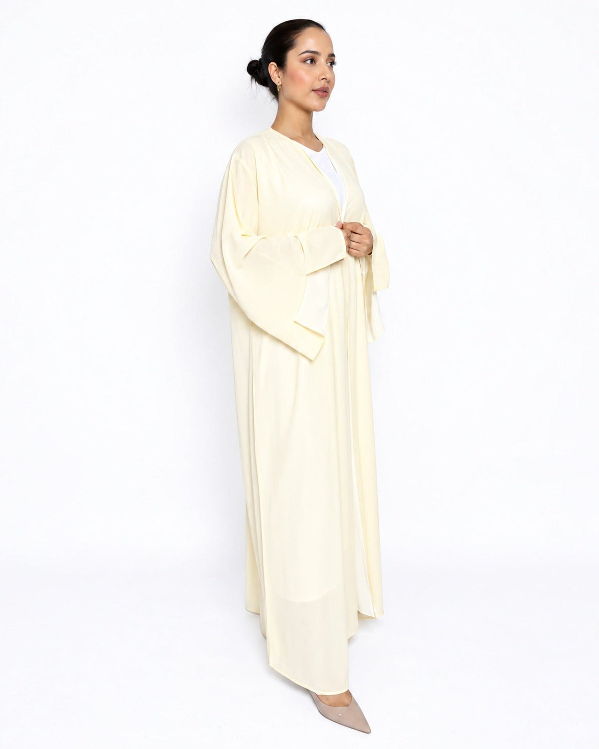 THE DOUBLE FACE LIGHT YELLOW ABAYA - LUMAN ABAYAS - MIRA Y MANO
