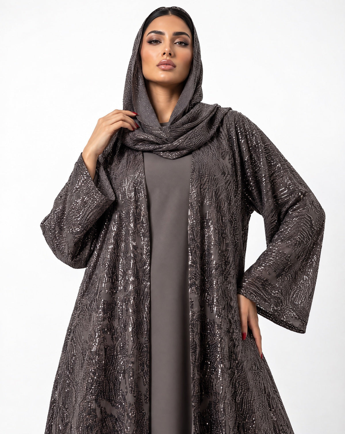 The Set – Gray Abaya - LUMAN ABAYAS - MIRA Y MANO