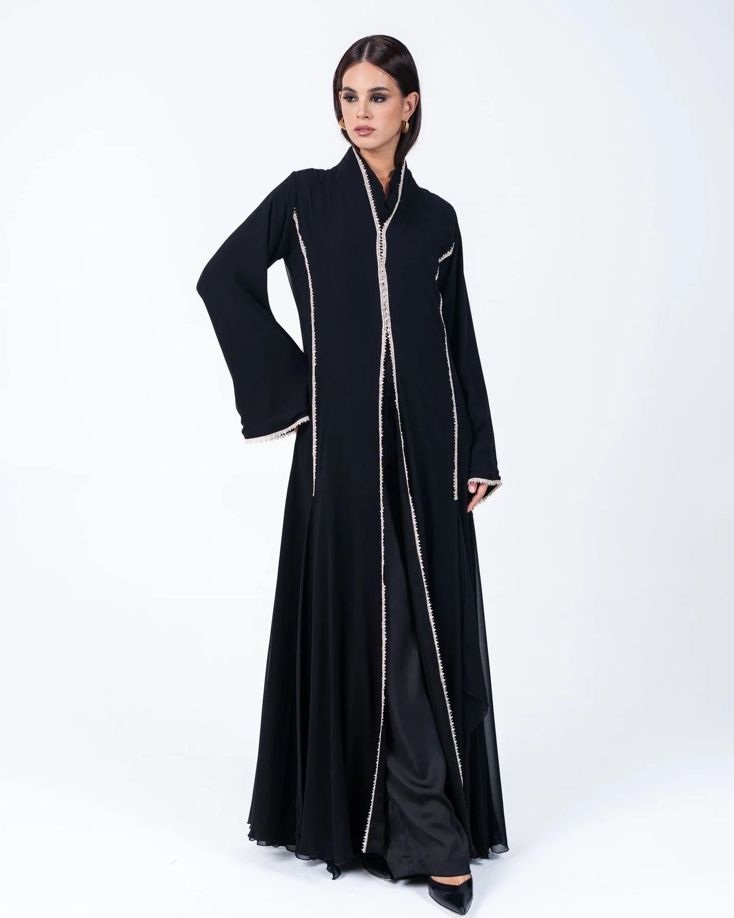 CC31 - Black Chiffon Abaya - LUNA COUTURE - MIRA Y MANO