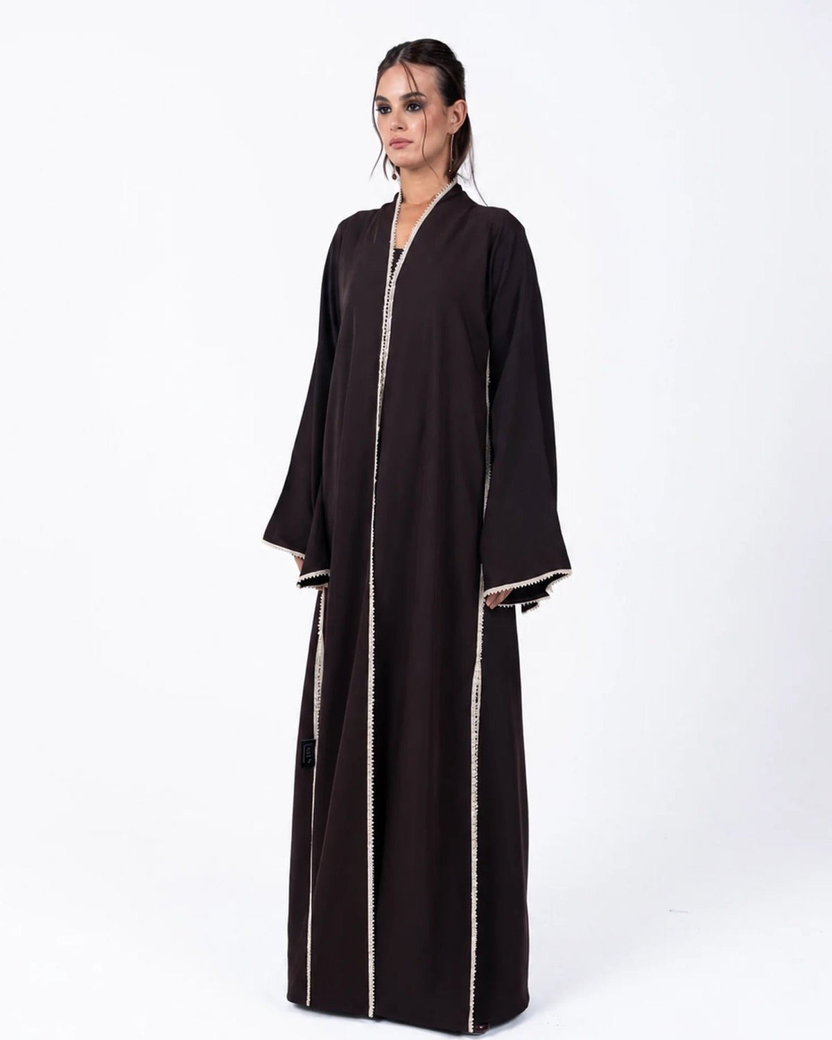 CC36 - Brown Crepe Abaya - LUNA COUTURE - MIRA Y MANO