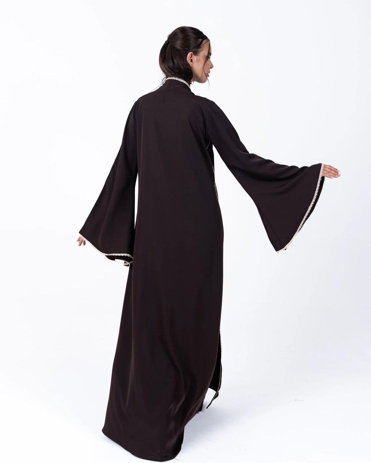 CC36 - Brown Crepe Abaya - LUNA COUTURE - MIRA Y MANO