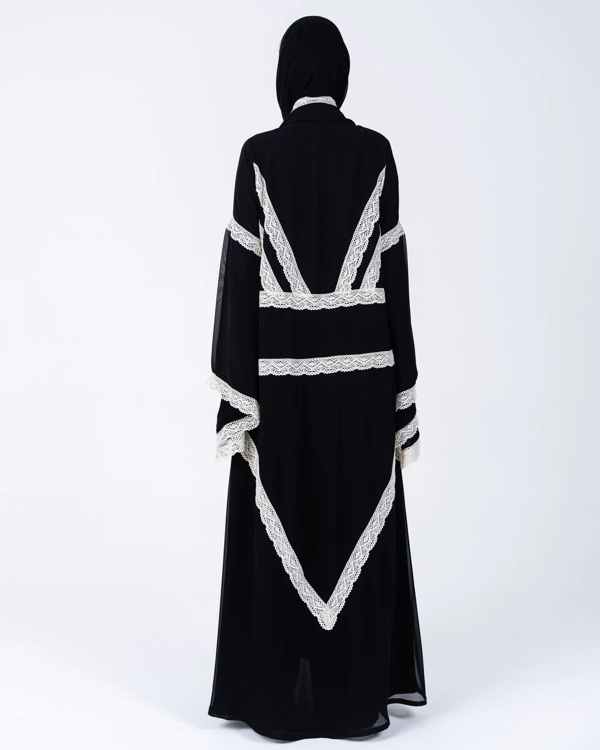 HC05 - Black Chiffon Abaya - LUNA COUTURE - MIRA Y MANO