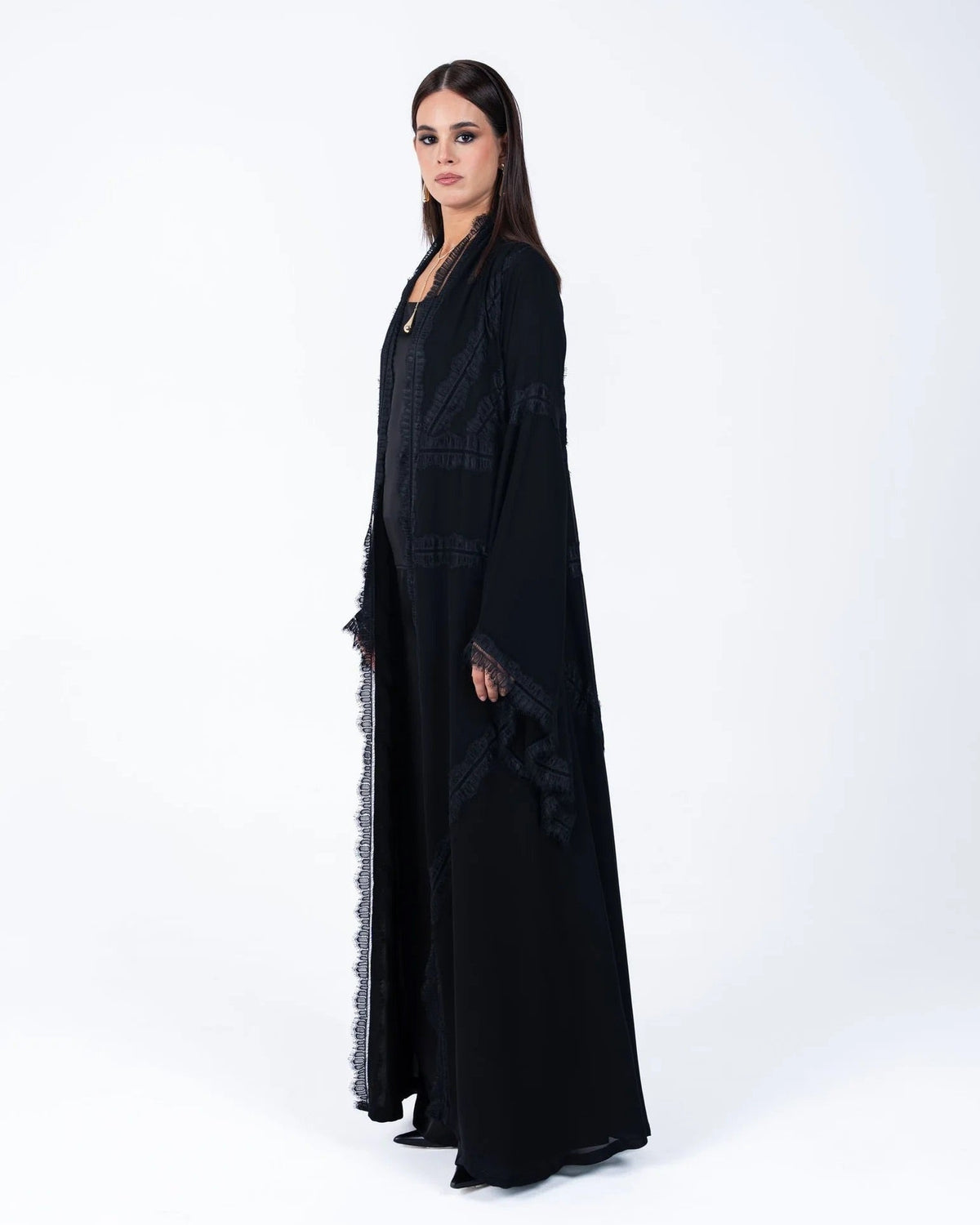 HC06 - Black Chiffon Abaya - LUNA COUTURE - MIRA Y MANO