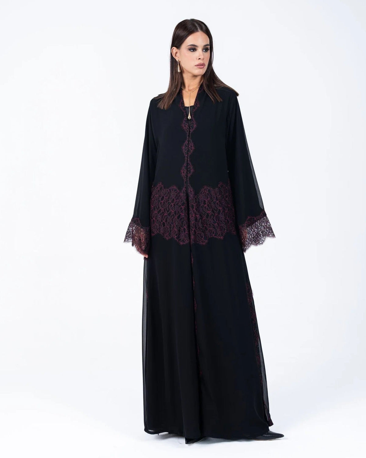 HC07 - Black Chiffon Abaya - LUNA COUTURE - MIRA Y MANO