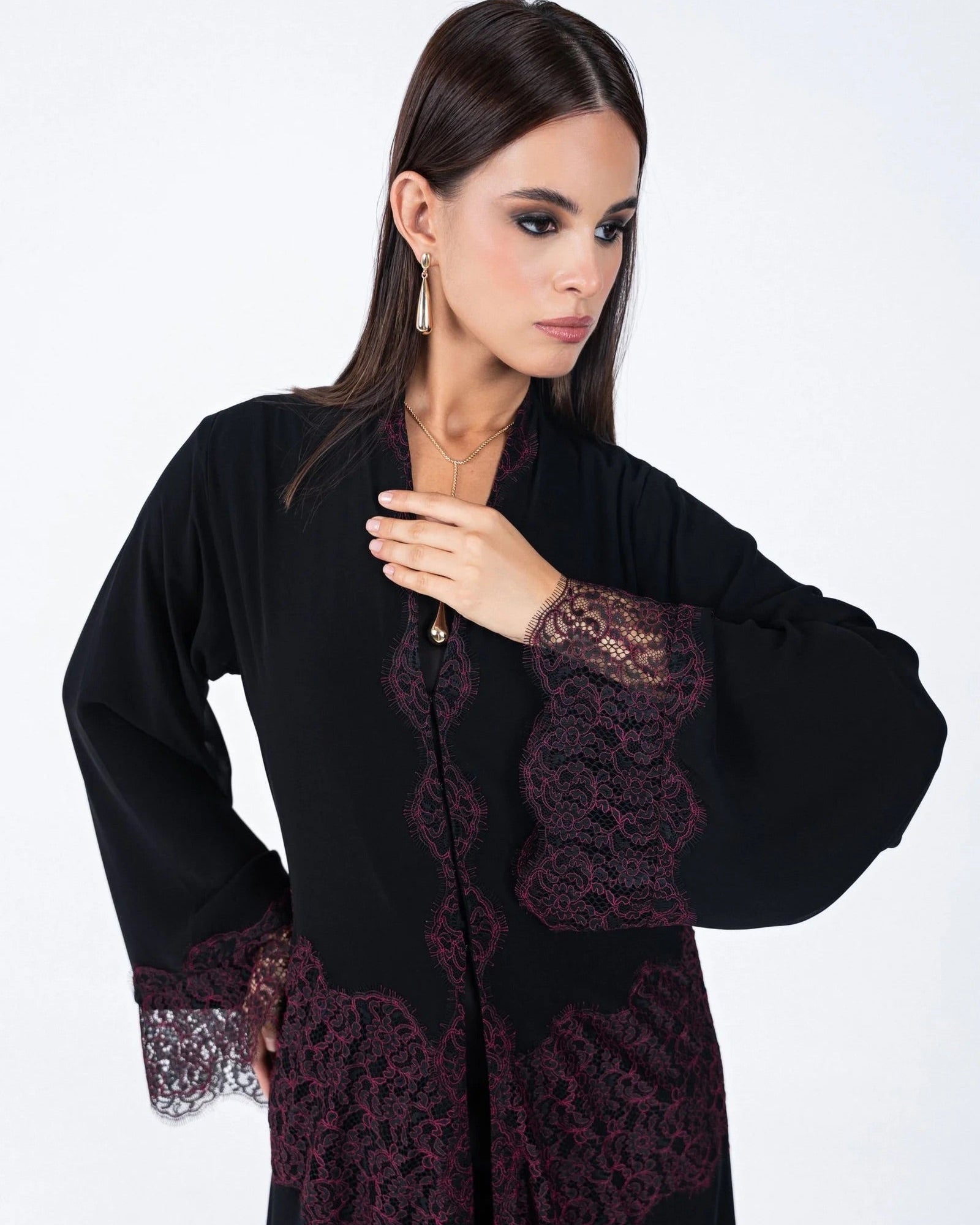 HC07 - Black Chiffon Abaya - LUNA COUTURE - MIRA Y MANO