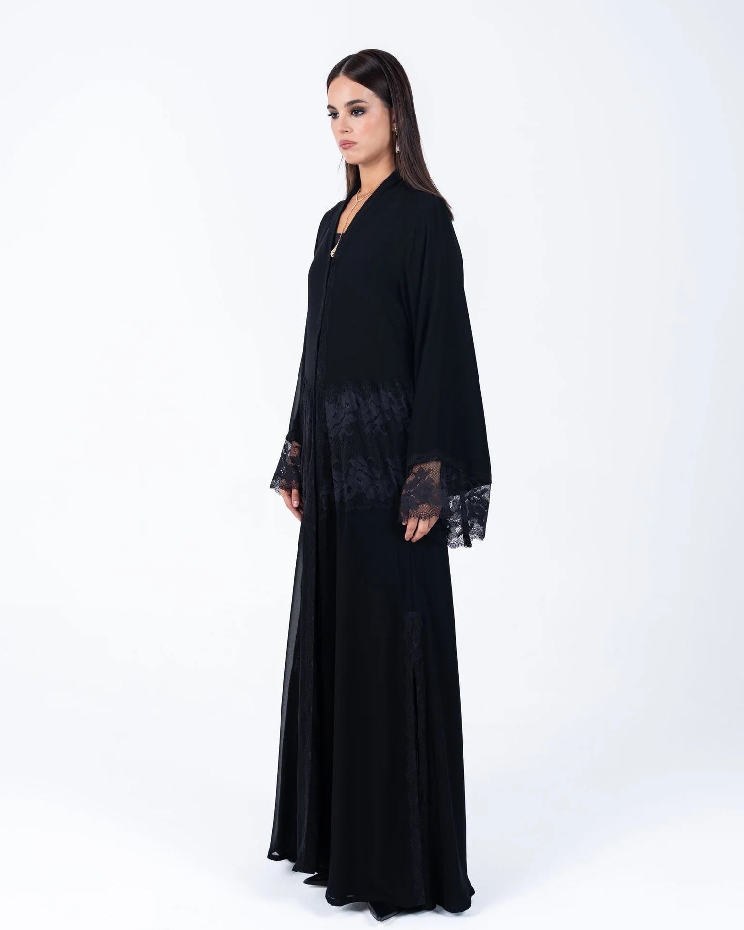 HC09 - Black Chiffon Abaya - LUNA COUTURE - MIRA Y MANO