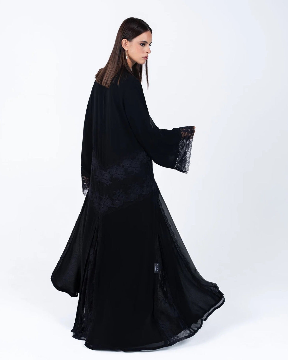 HC09 - Black Chiffon Abaya - LUNA COUTURE - MIRA Y MANO