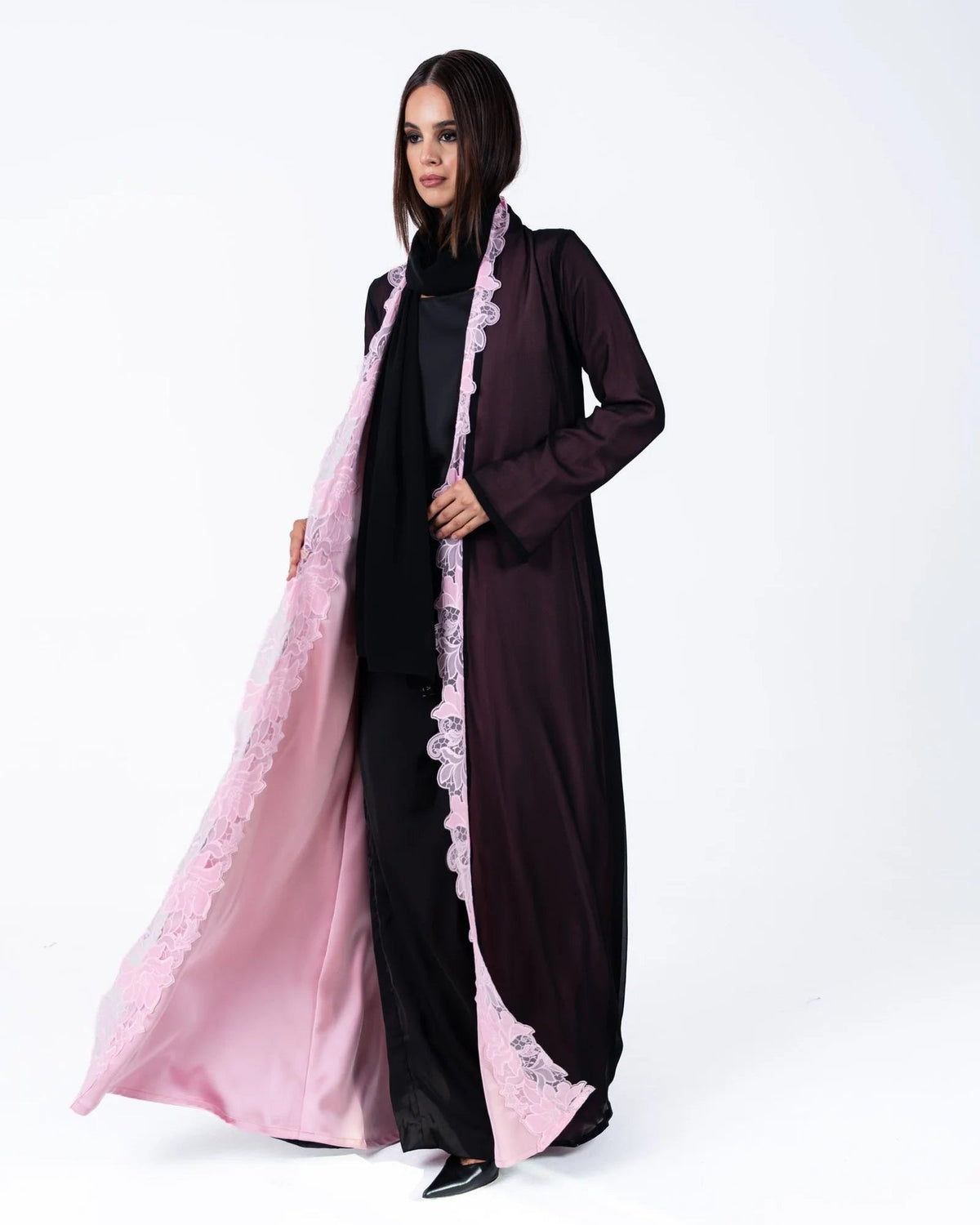 HC22 - Pink Silk Abaya - LUNA COUTURE - MIRA Y MANO