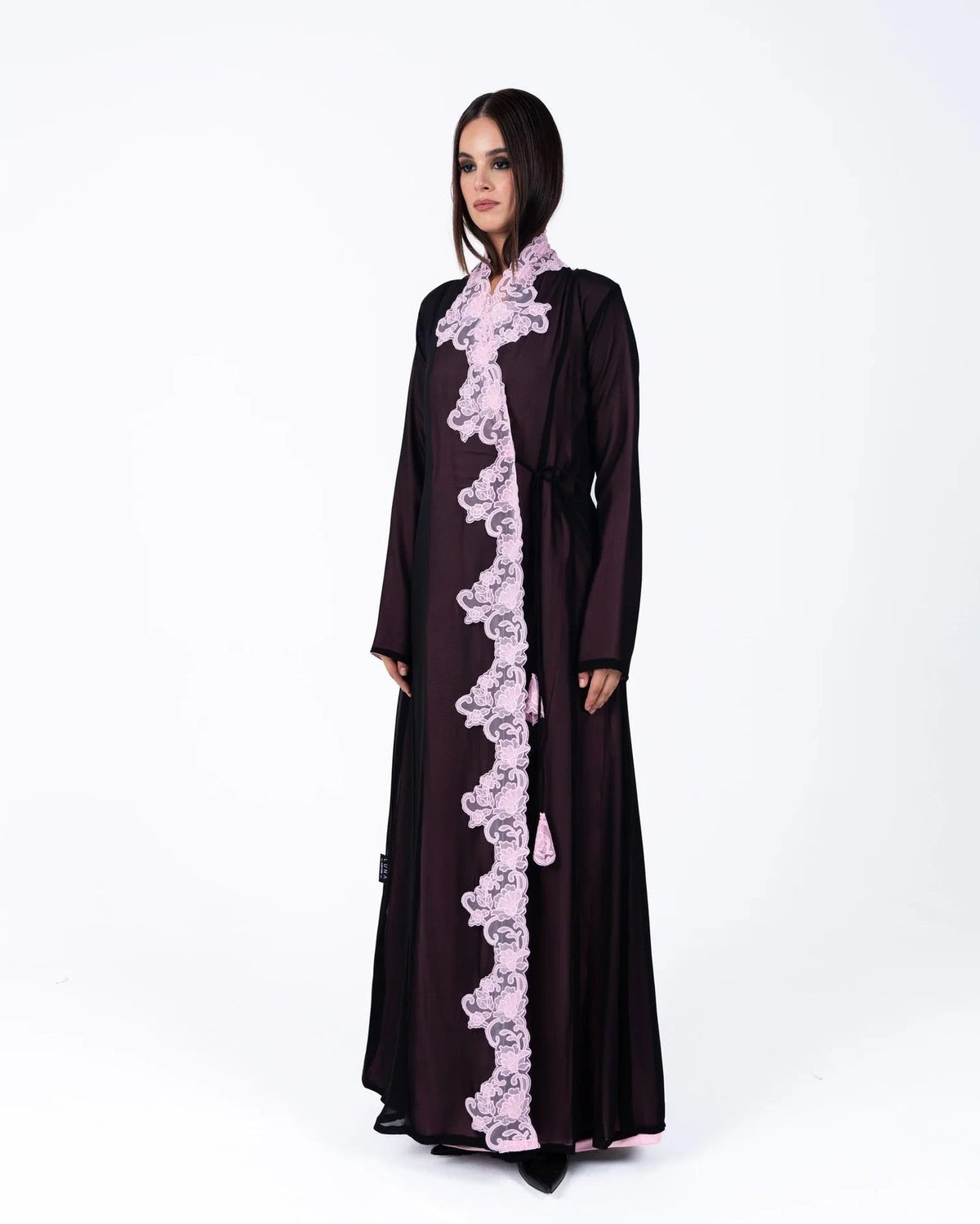 HC22 - Pink Silk Abaya - LUNA COUTURE - MIRA Y MANO