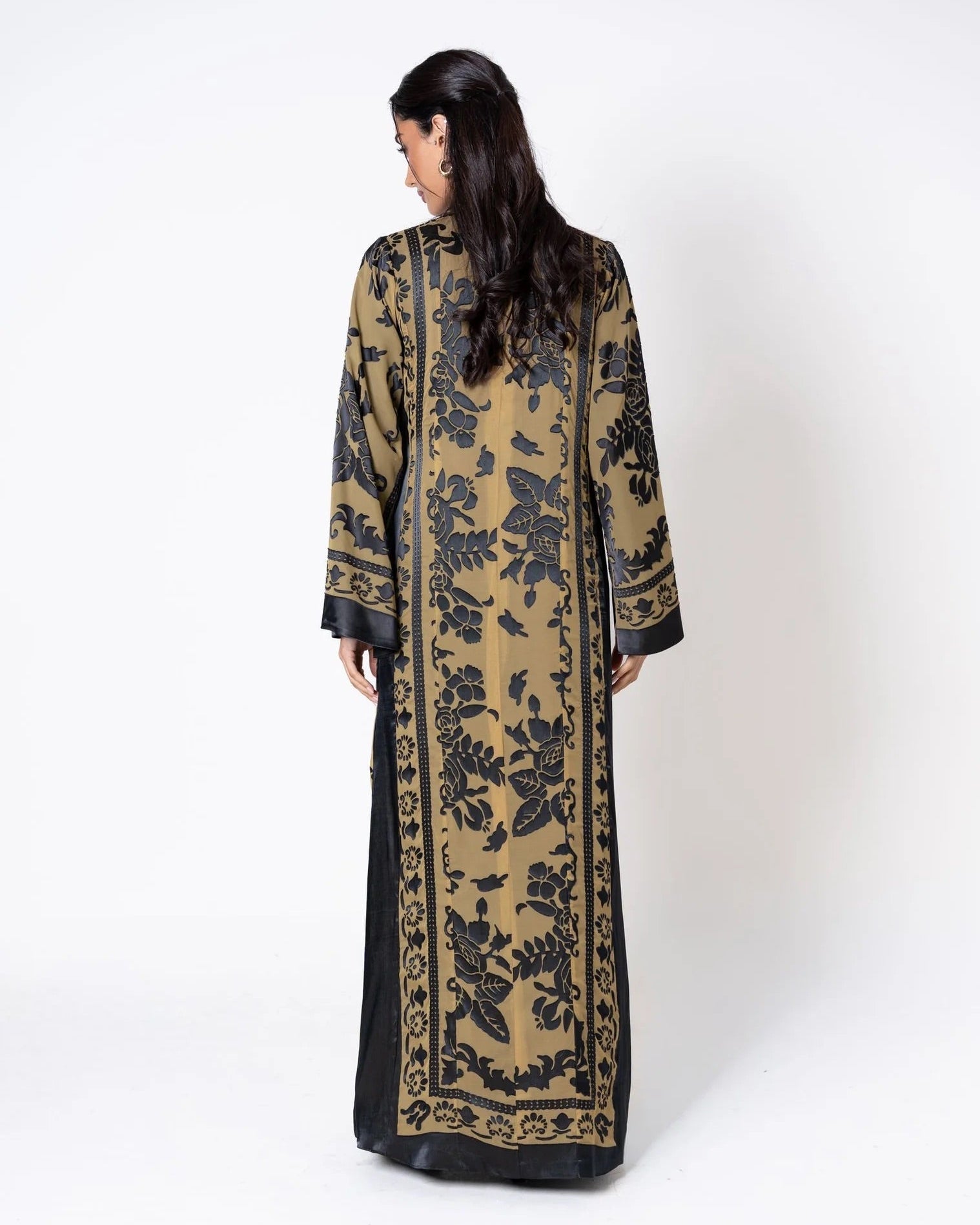 LNO537 - Dark Goldenrod Chiffon Abaya - LUNA COUTURE - MIRA Y MANO