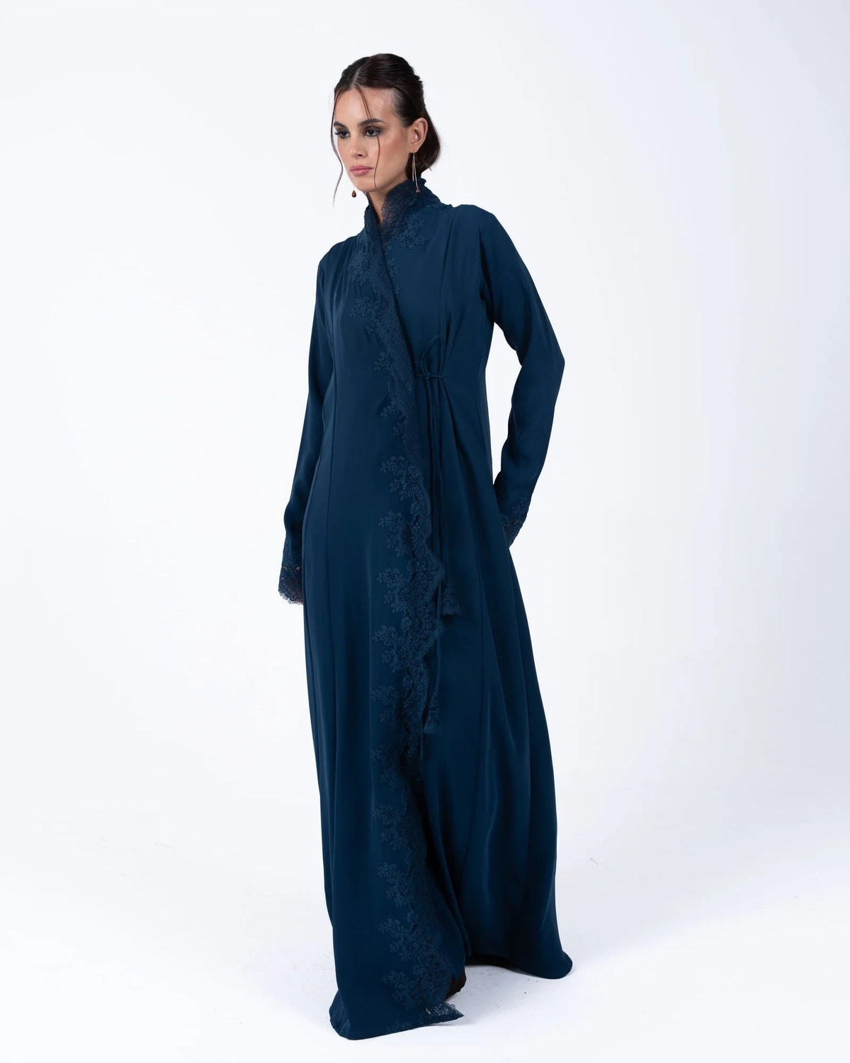 VC43 - Teal Crepe Abaya - LUNA COUTURE - MIRA Y MANO