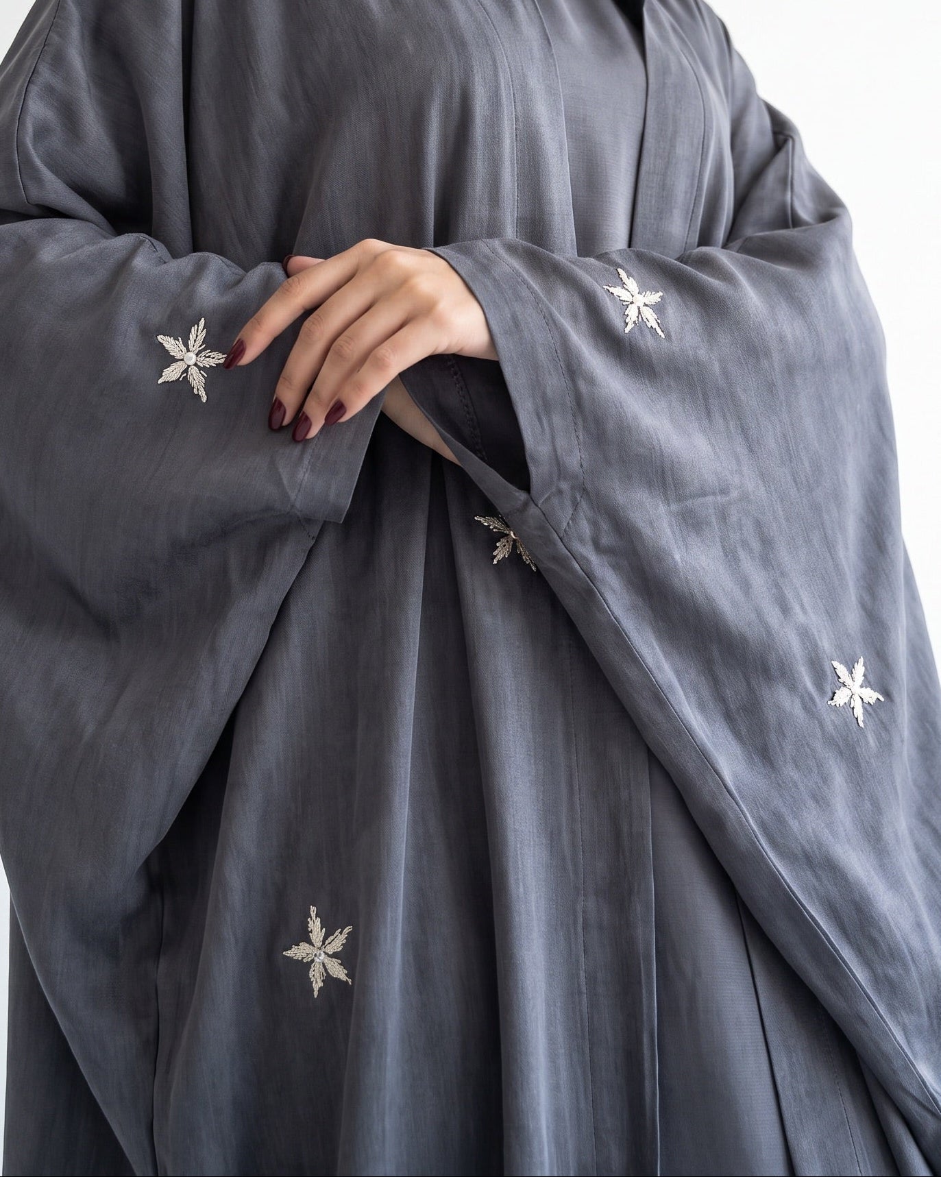 IVY-SB – Steel Blue Washed Silk Abaya - LUNA LINE - MIRA Y MANO