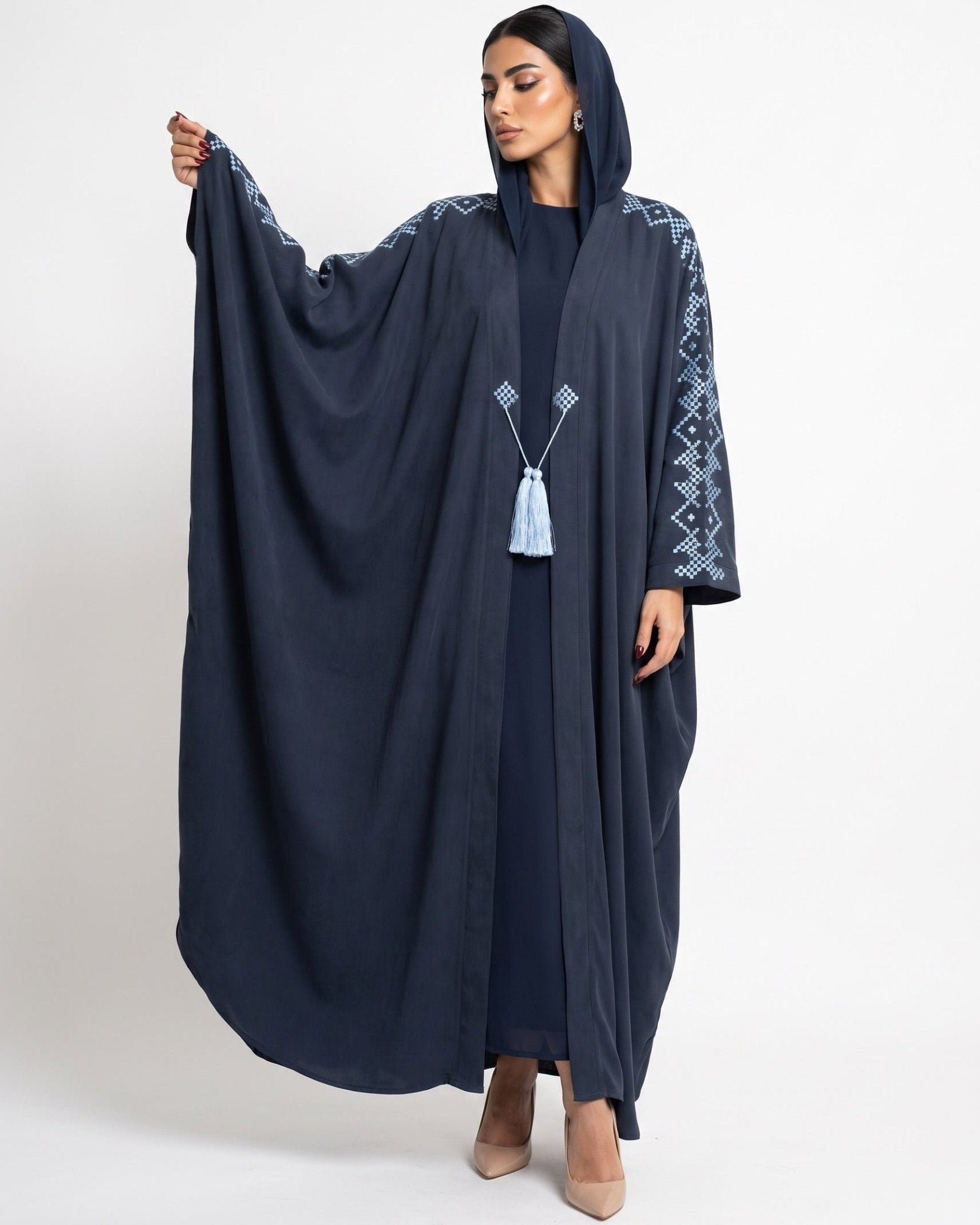 LUNA - Navy Washed Silk Abaya - LUNA LINE - MIRA Y MANO