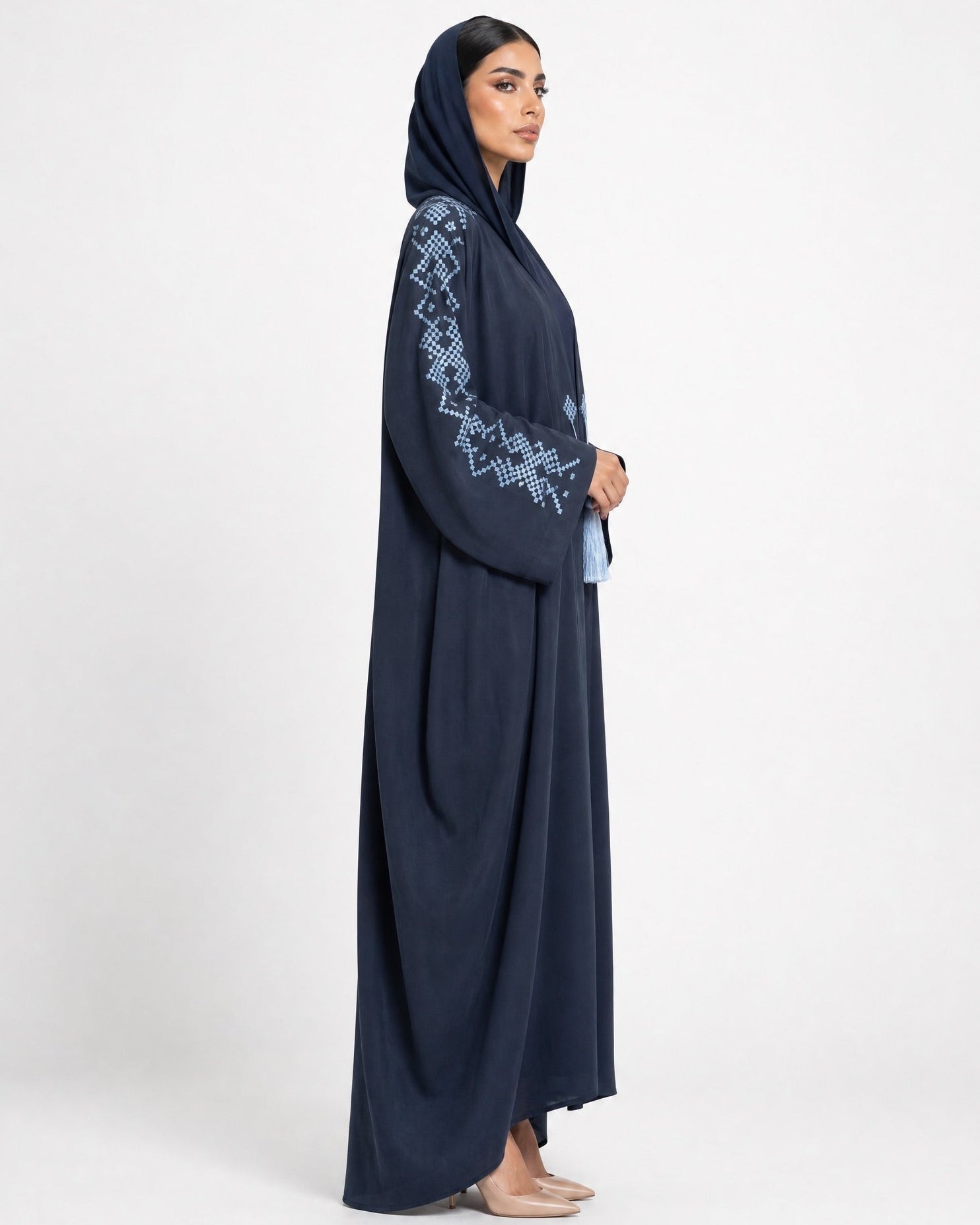 LUNA - Navy Washed Silk Abaya - LUNA LINE - MIRA Y MANO