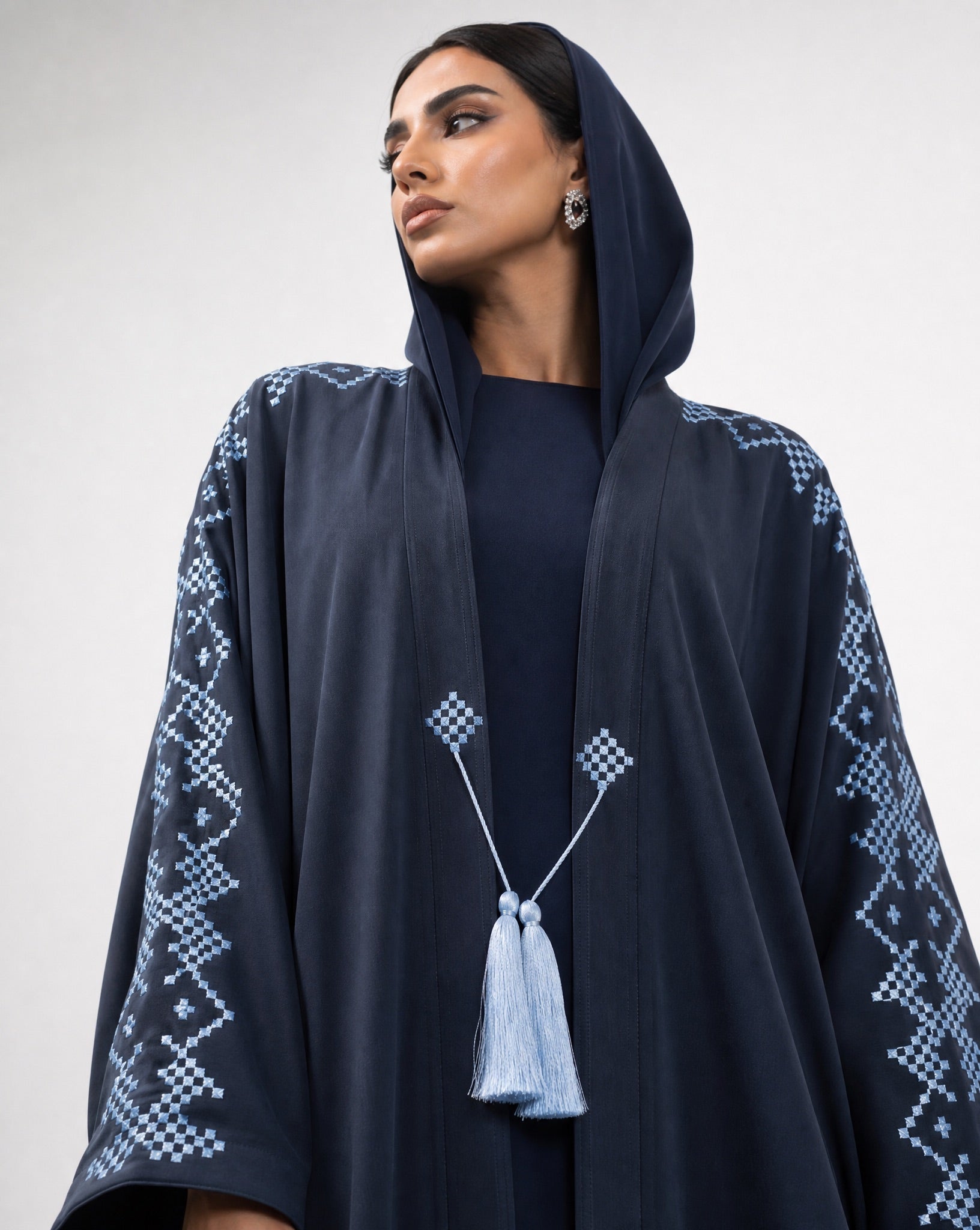LUNA - Navy Washed Silk Abaya - LUNA LINE - MIRA Y MANO
