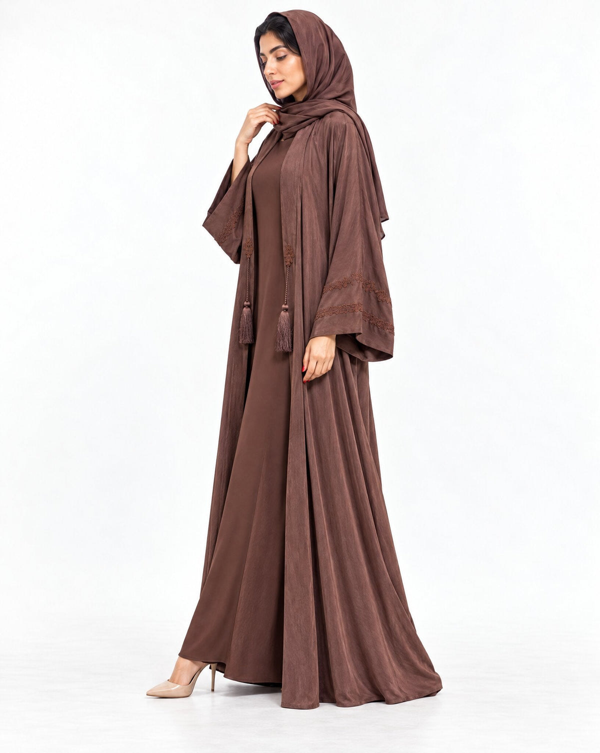 SILK BG - Burgundy Silk Abaya - MIRA Y MANO