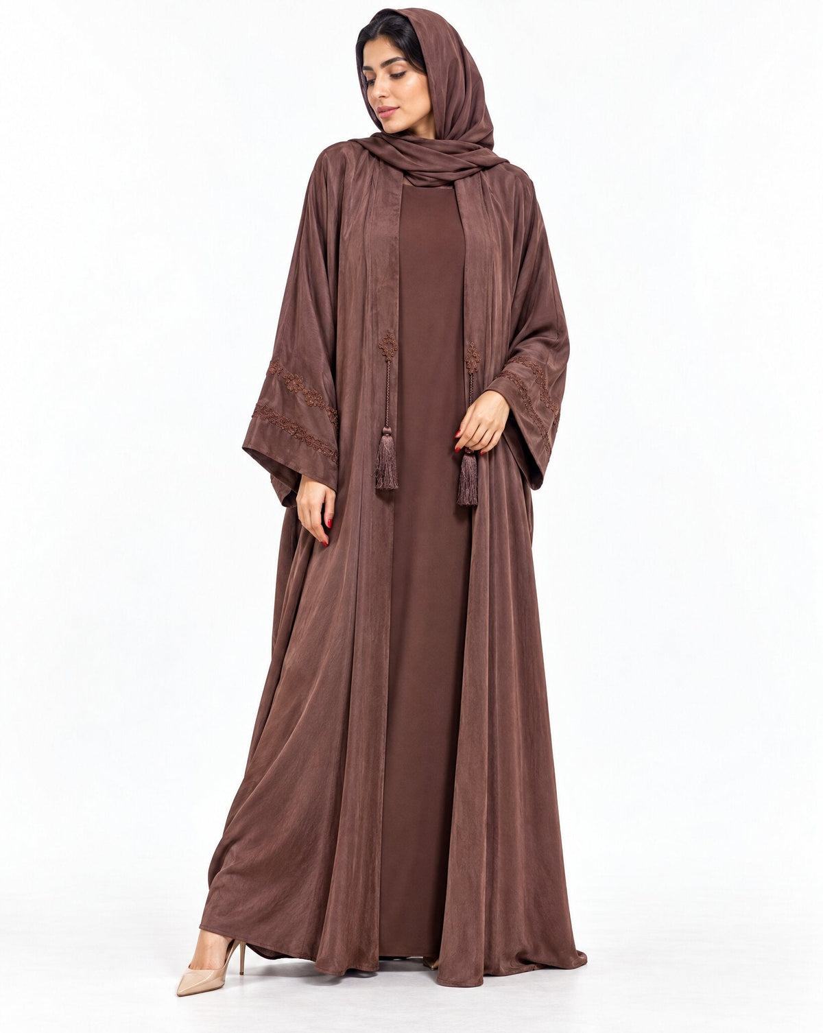 SILK BG - Burgundy Silk Abaya - MIRA Y MANO