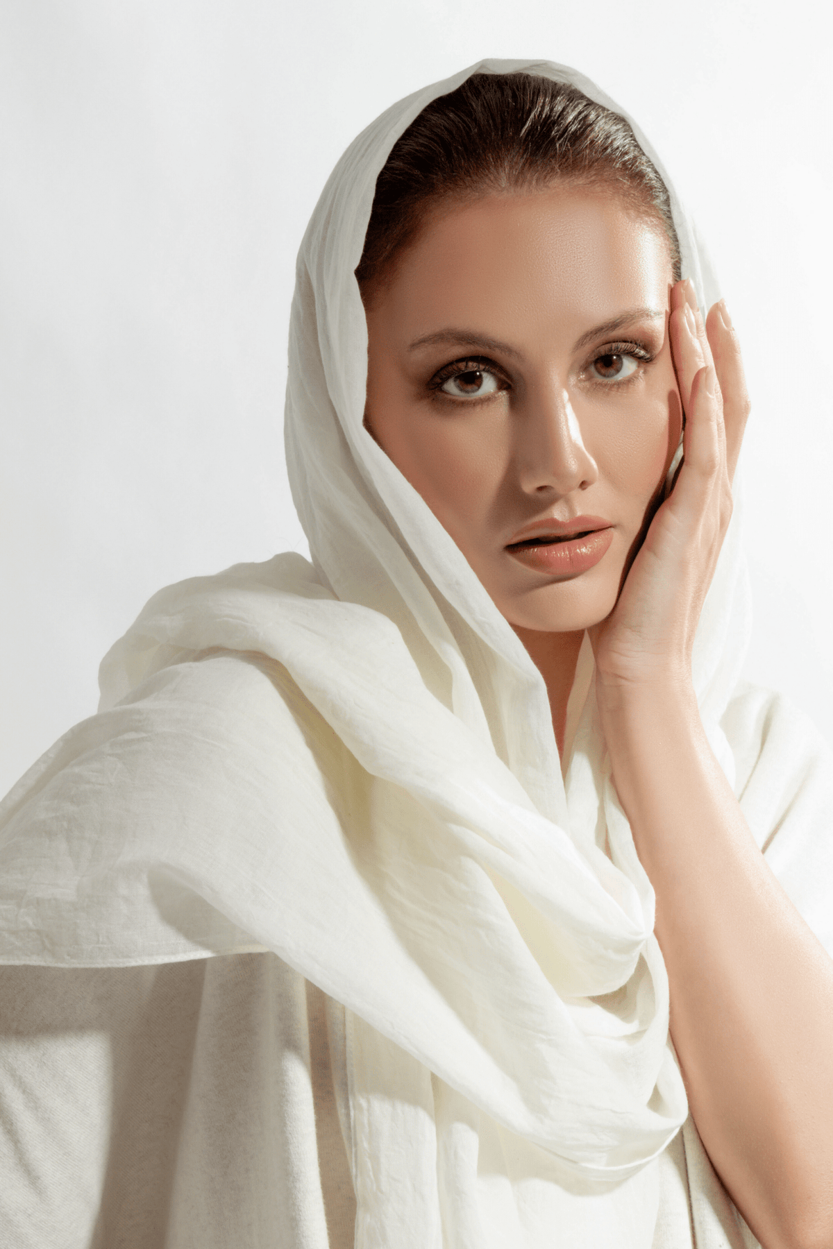 W21-17 – وشاح قطني عاجي – صورة المنتج 1