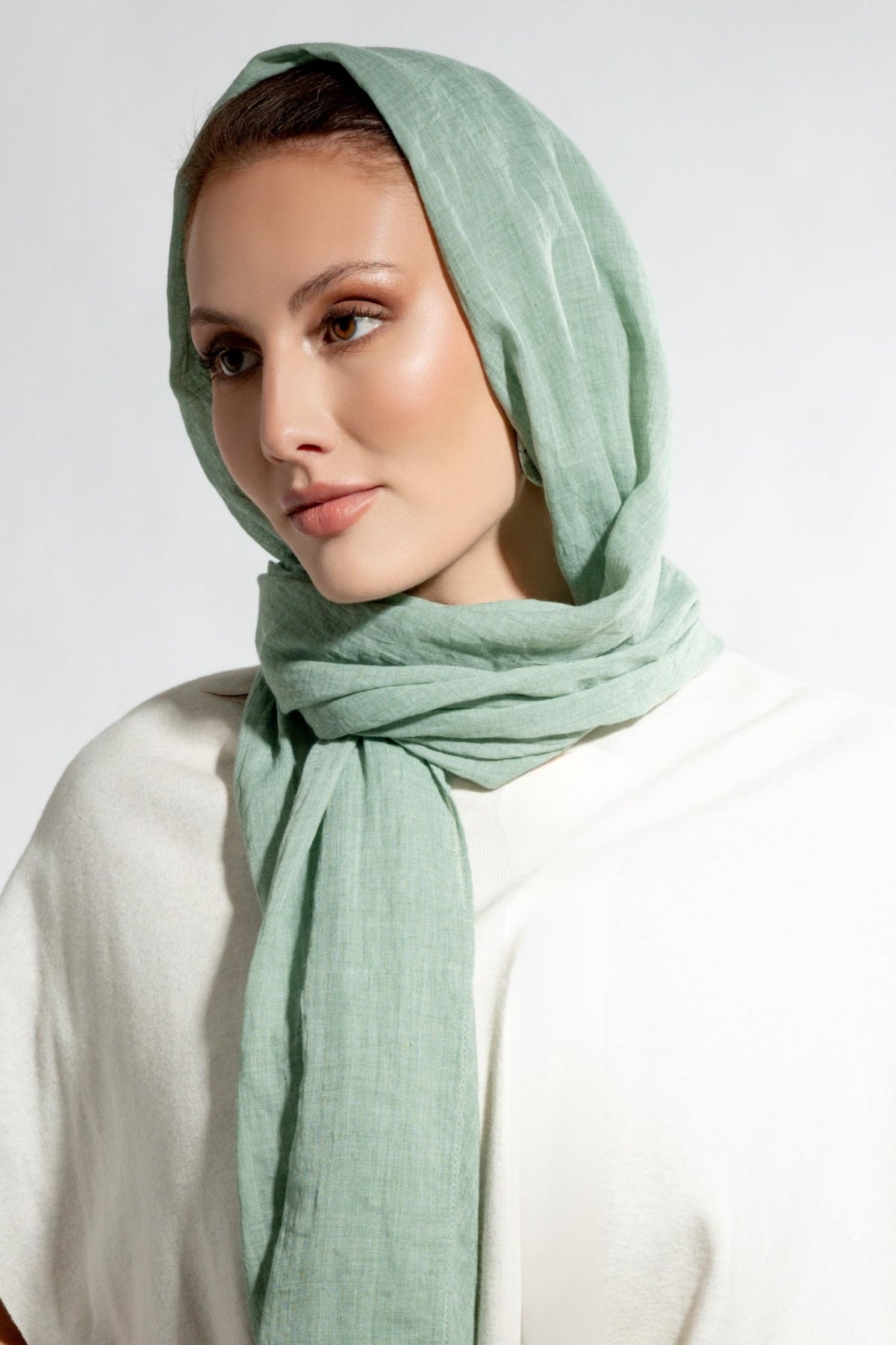 W21-39 – وشاح قطني أخضر – صورة المنتج 1