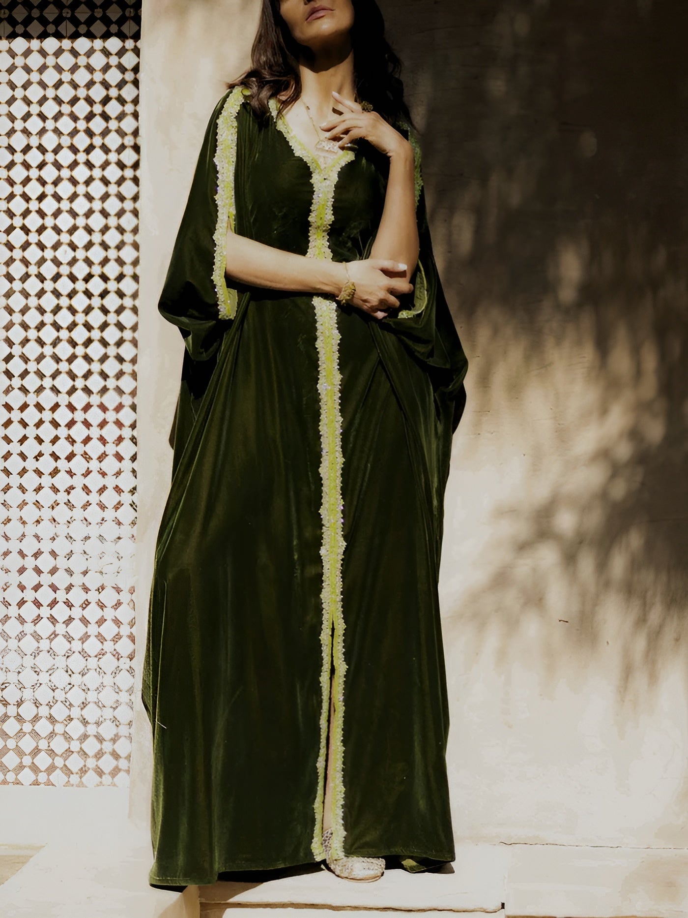 ATHINA GREEN KAFTAN - MAISON ARABELLE - MIRA Y MANO