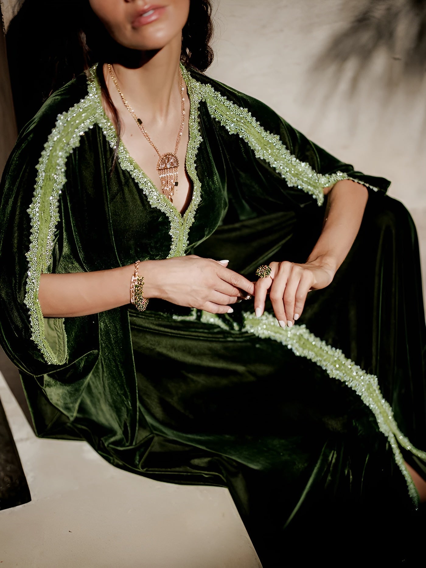 ATHINA GREEN KAFTAN - MAISON ARABELLE - MIRA Y MANO