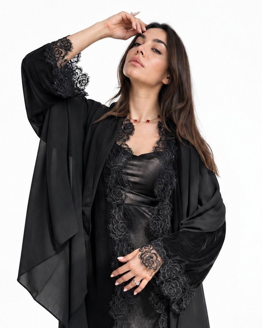 CAMELIA BLACK2 ABAYA - MIRA Y MANO