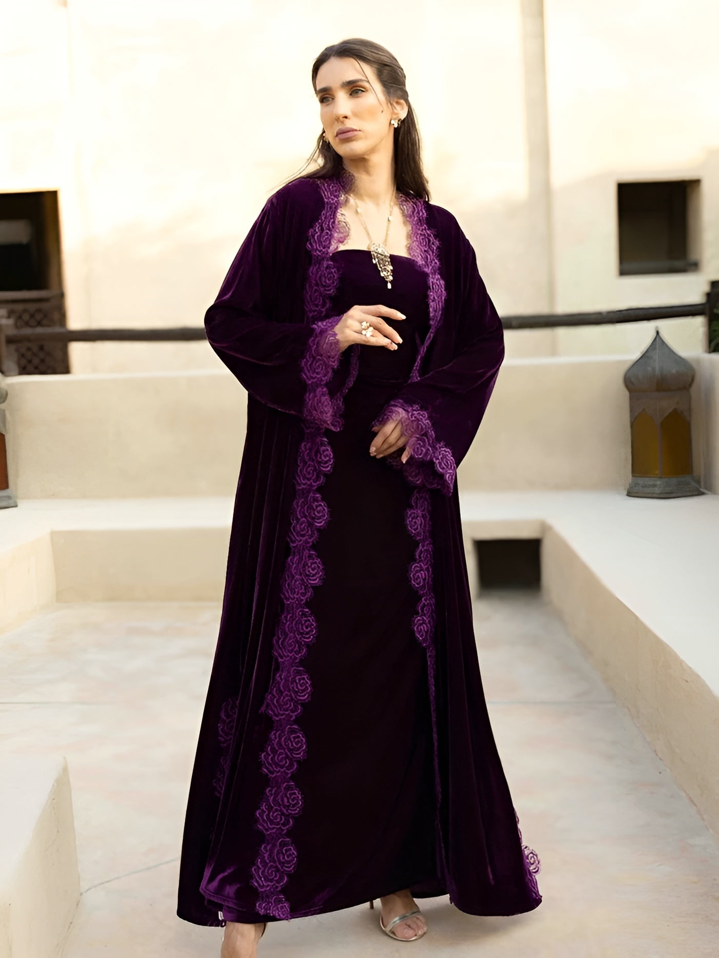 CAMELLIA PURPLE ABAYA SET - MAISON ARABELLE - MIRA Y MANO