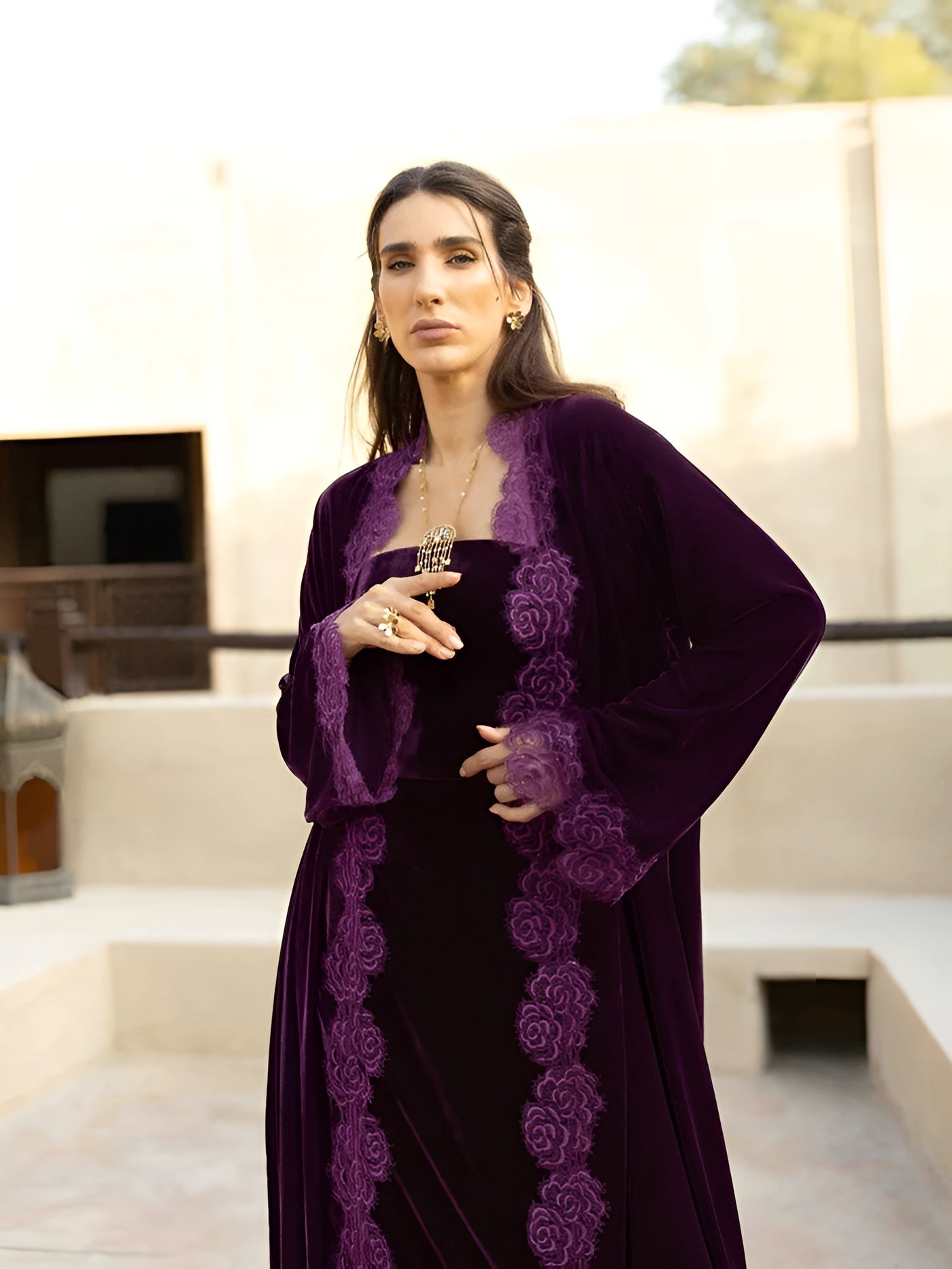 CAMELLIA PURPLE ABAYA SET - MAISON ARABELLE - MIRA Y MANO