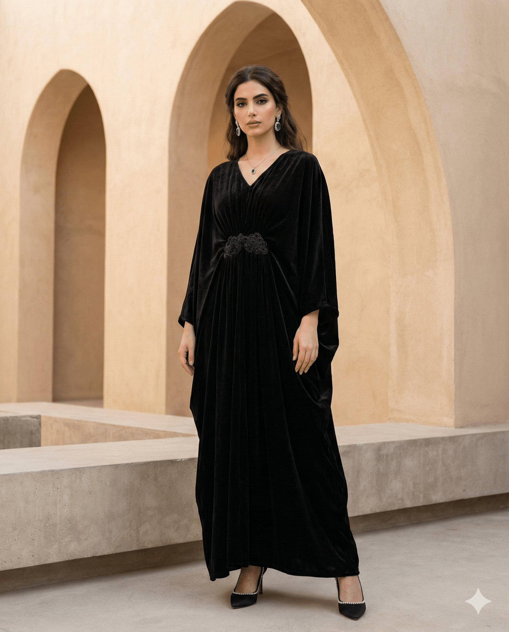 CELINE BLACK KAFTAN - MAISON ARABELLE - MIRA Y MANO