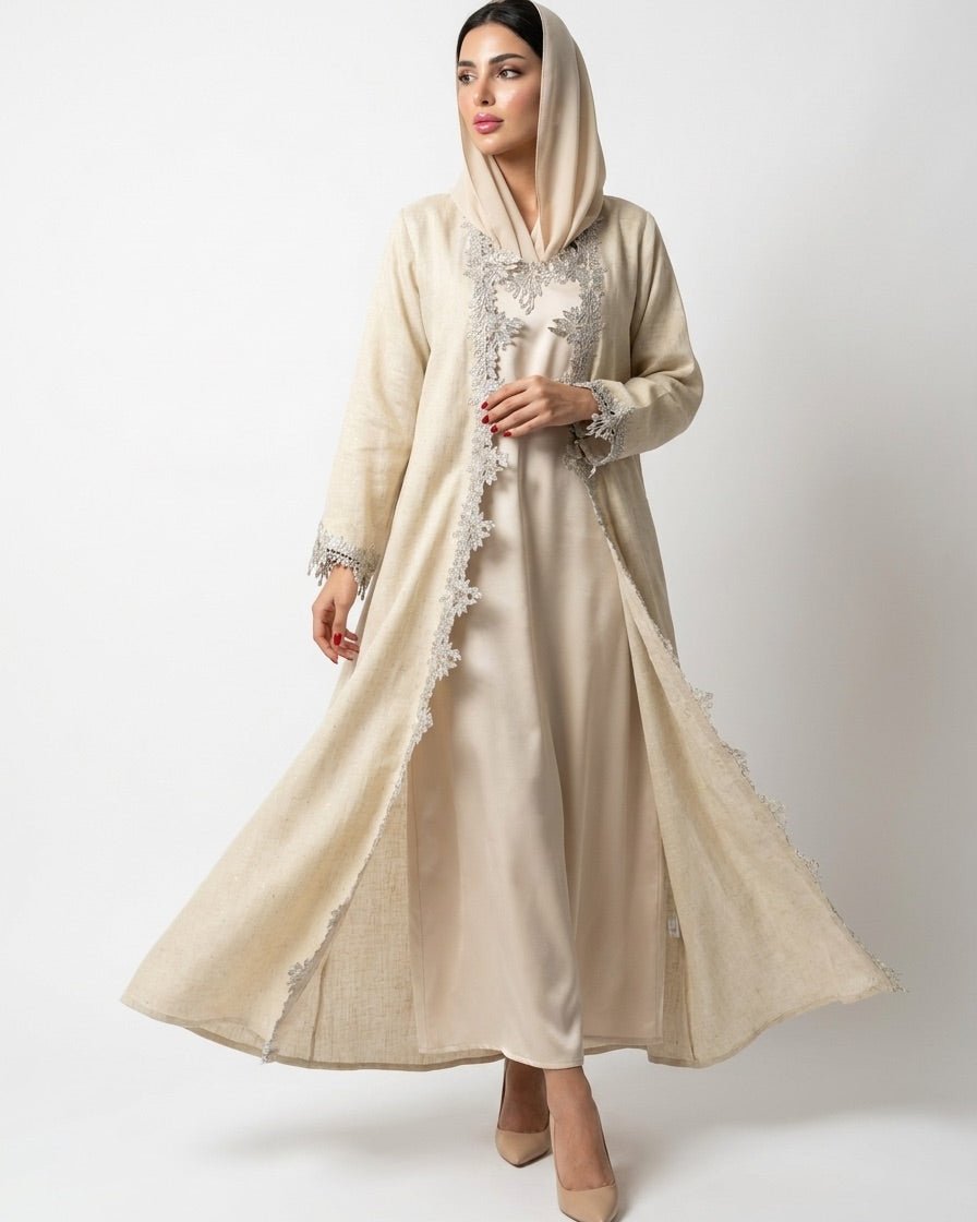 HERA BEIGE ABAYA SET - MAISON ARABELLE - MIRA Y MANO
