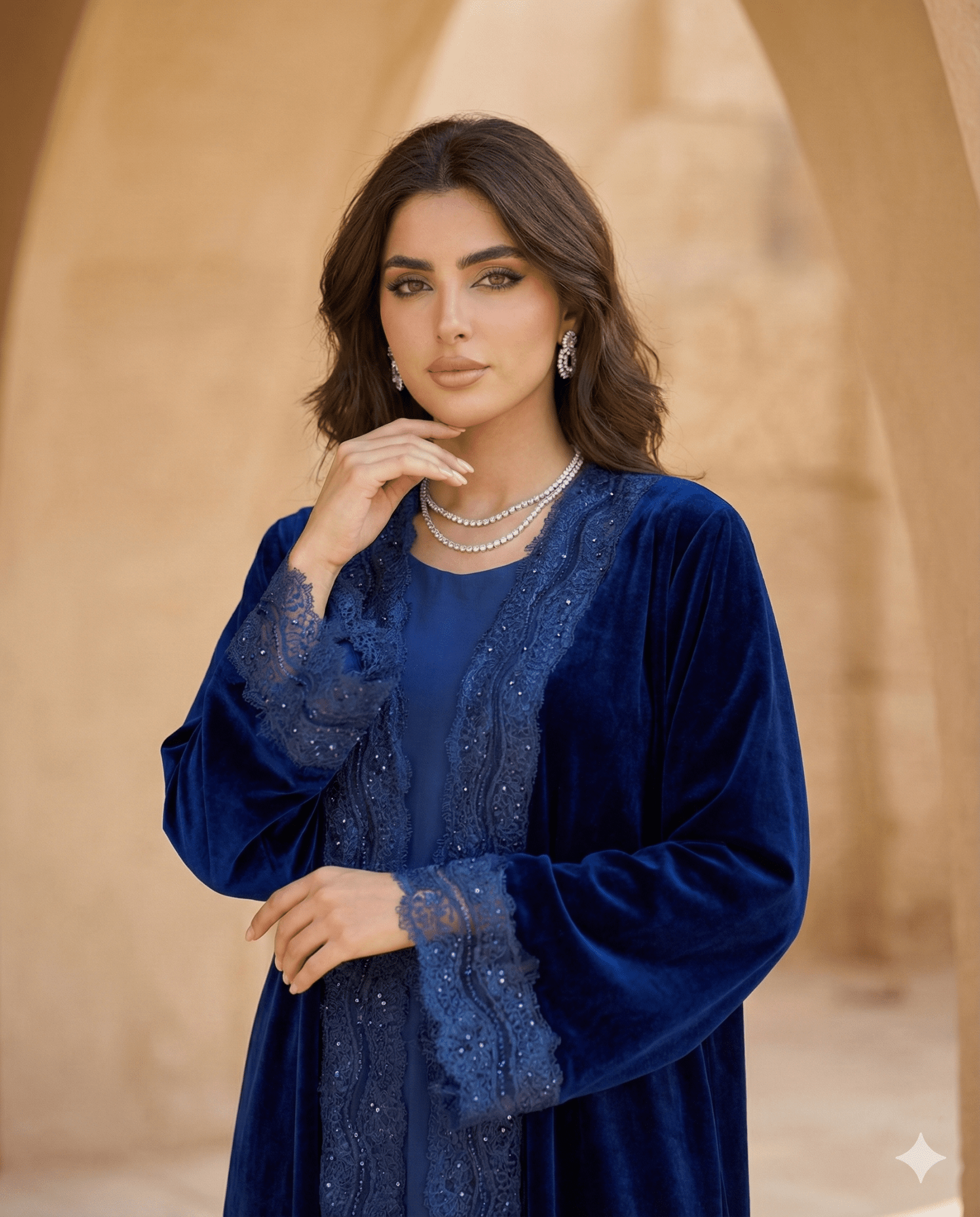 LILYA BLUE VELVET ABAYA - MAISON ARABELLE - MIRA Y MANO