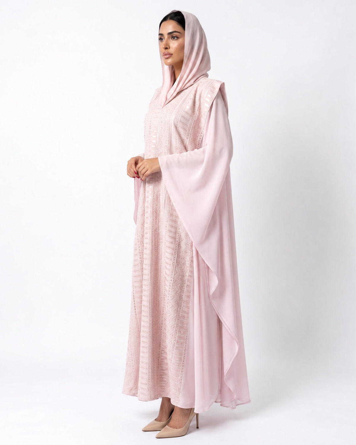 Mara Embroidered – Light Pink Linen Kaftan - MAISON ARABELLE - MIRA Y MANO