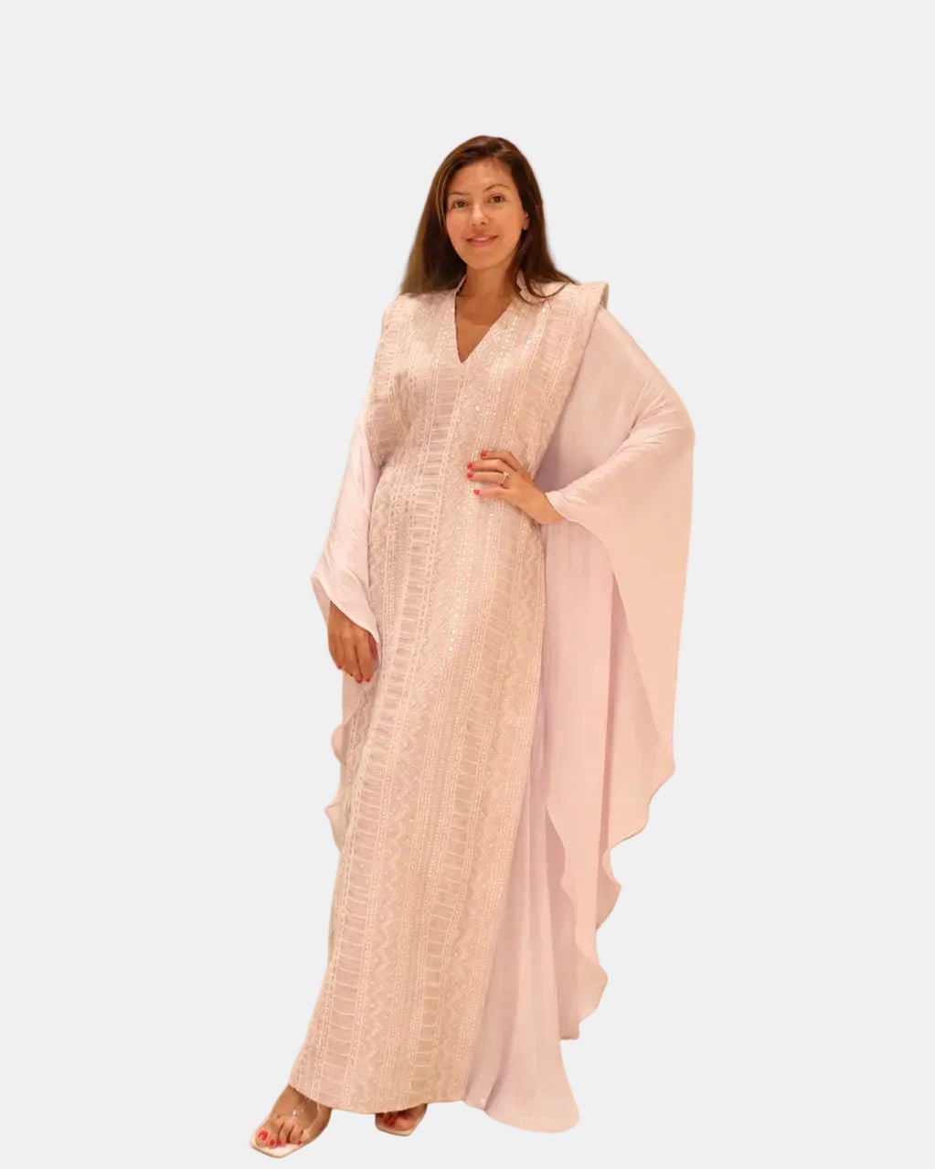 MARA EMBROIDERED - light Pink Linen Kaftan - MAISON ARABELLE - MIRA Y MANO