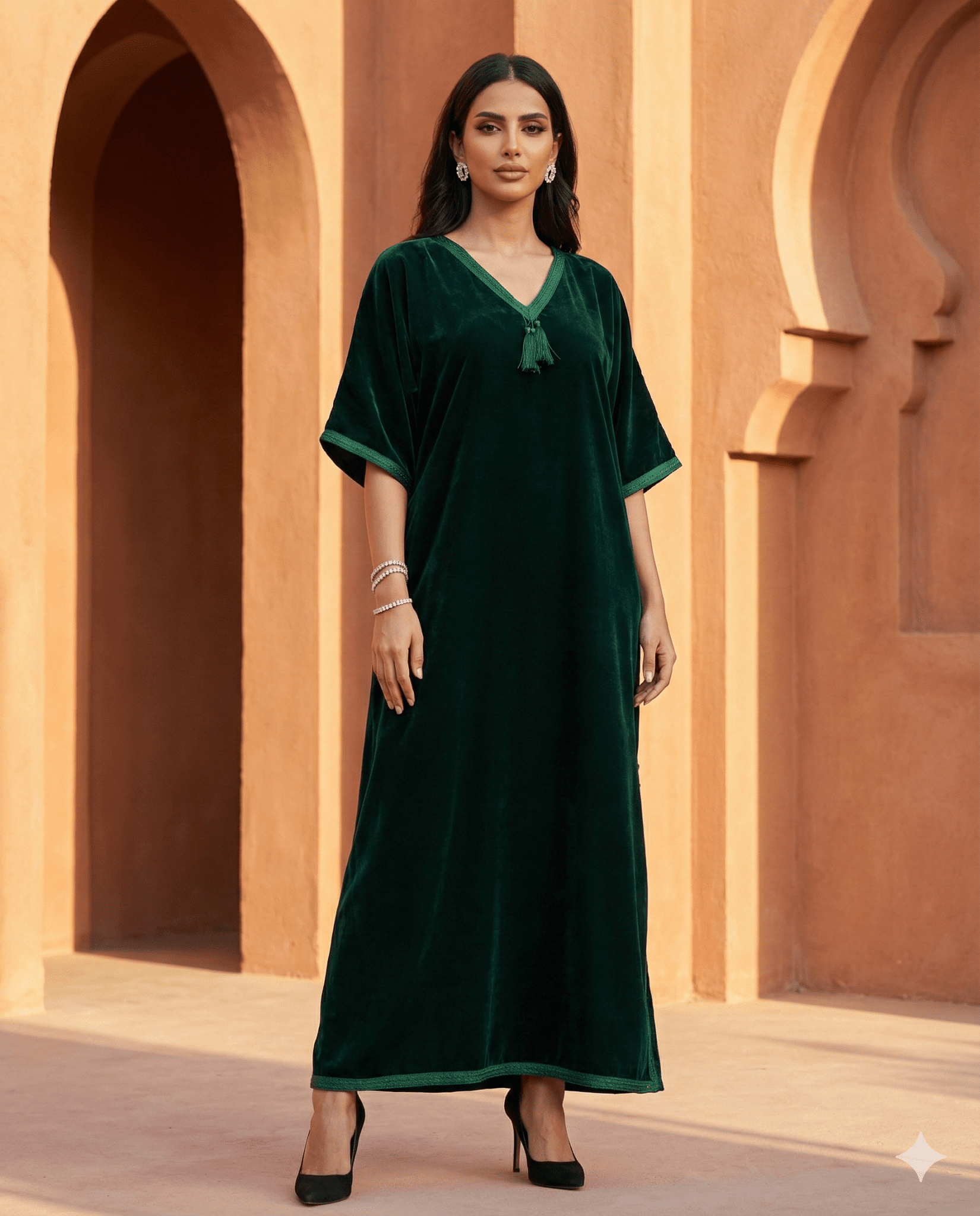 QAMAR GREEN KAFTAN - MAISON ARABELLE - MIRA Y MANO