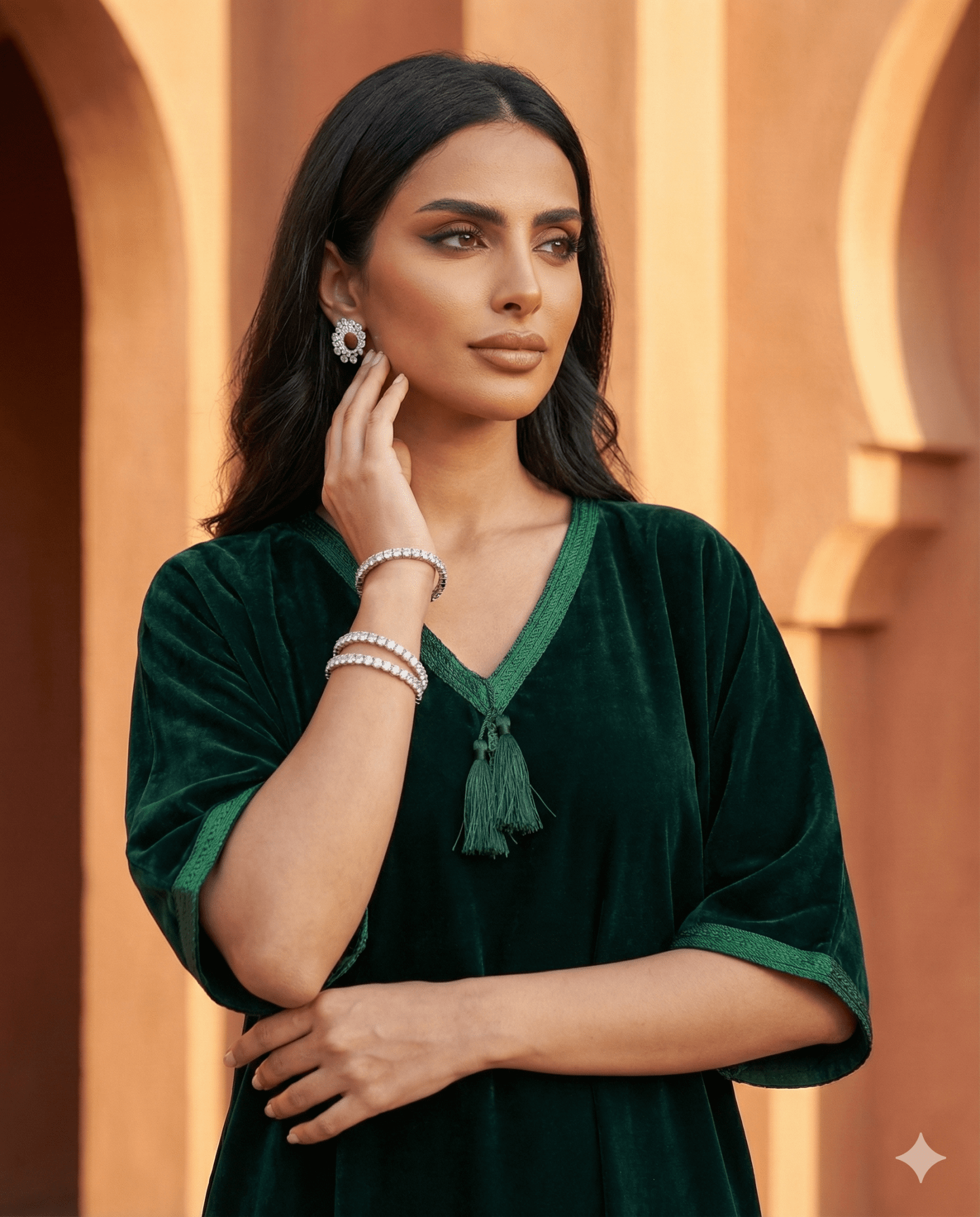 QAMAR GREEN KAFTAN - MAISON ARABELLE - MIRA Y MANO