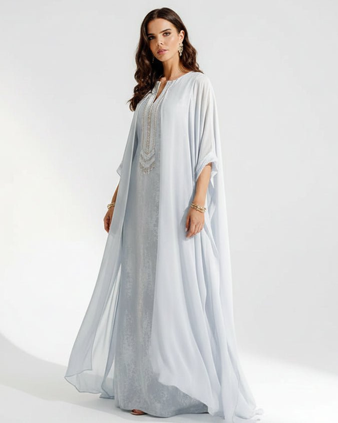 REEF - Powder Blue Silk Kaftan - MAISON ARABELLE - MIRA Y MANO
