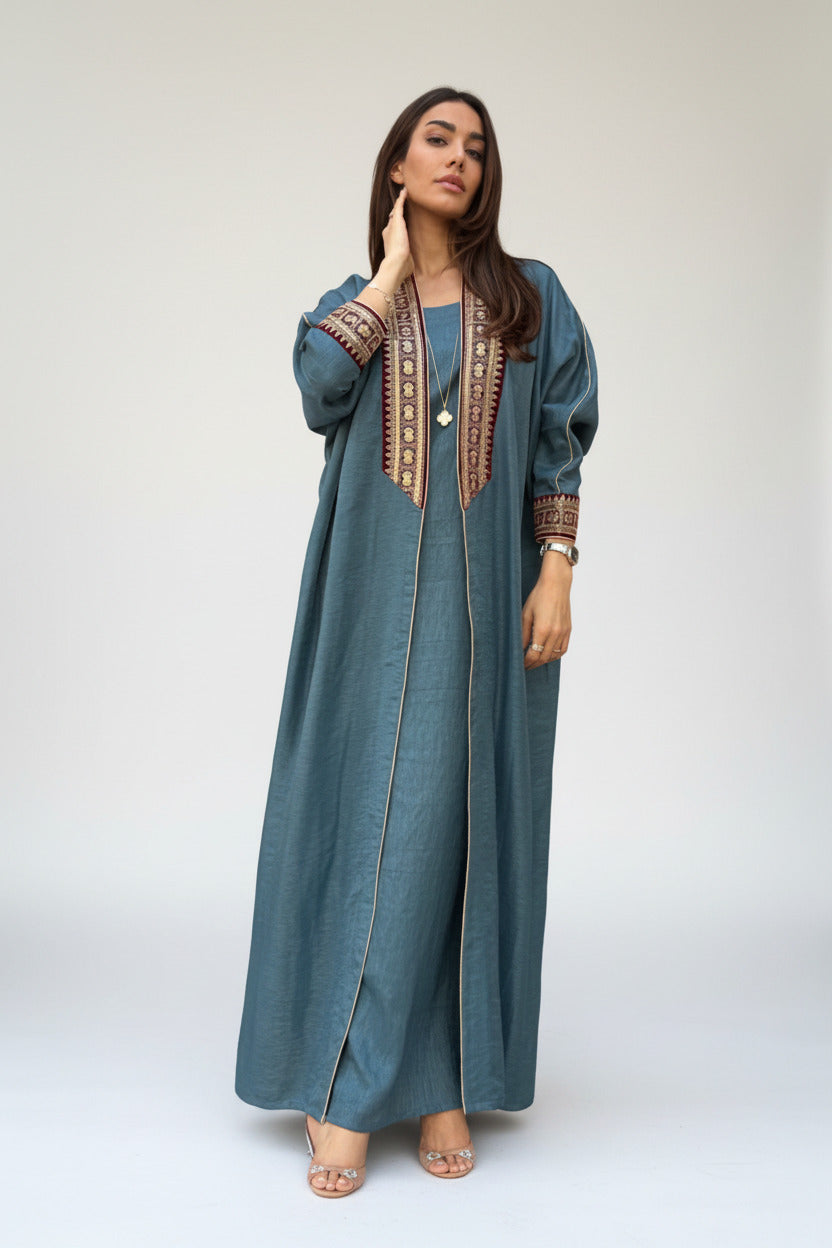 SAFEYA BLUE ABAYA SET - MAISON ARABELLE - MIRA Y MANO