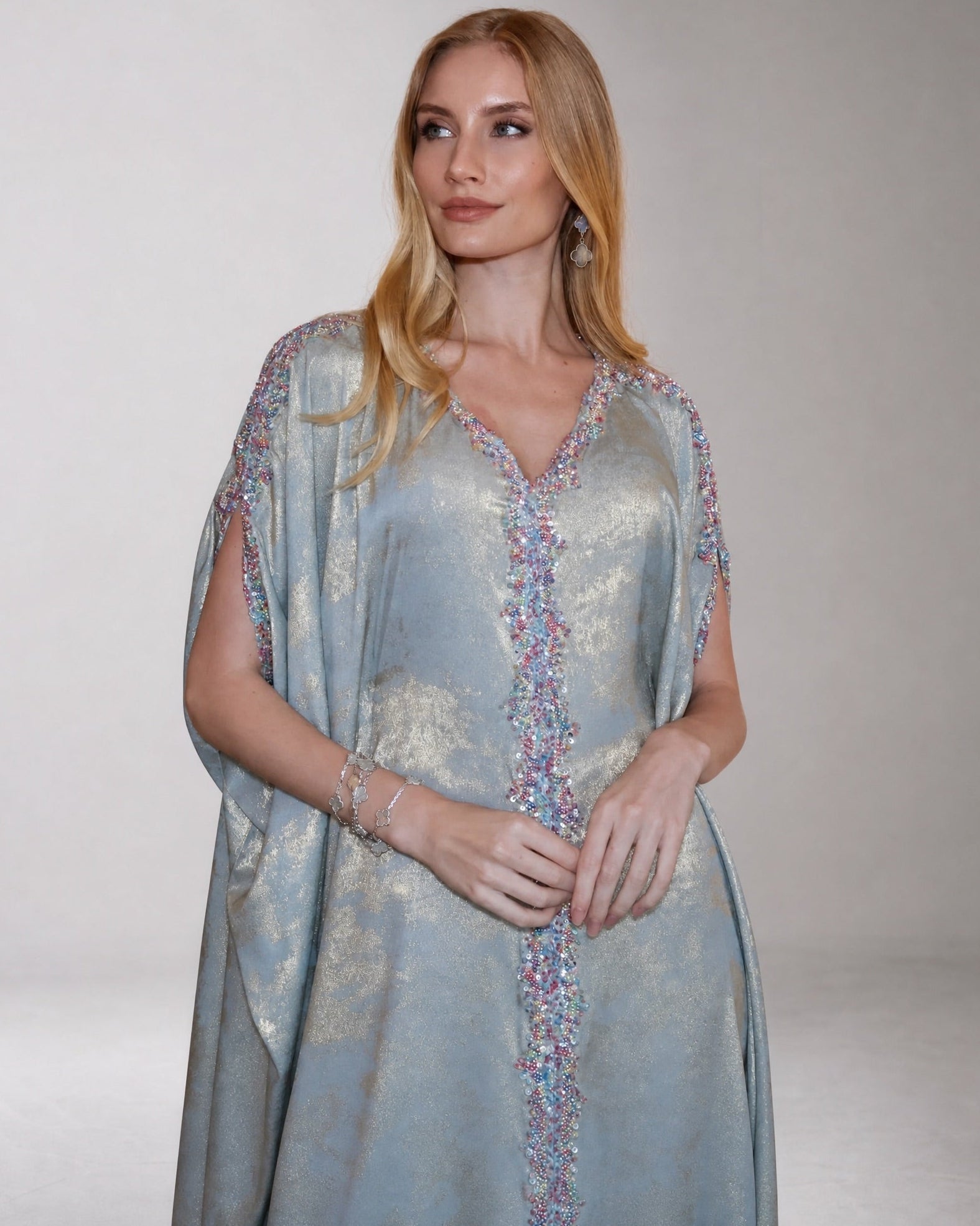 SHIMMER TURQOUISE KAFTAN - MAISON ARABELLE - MIRA Y MANO