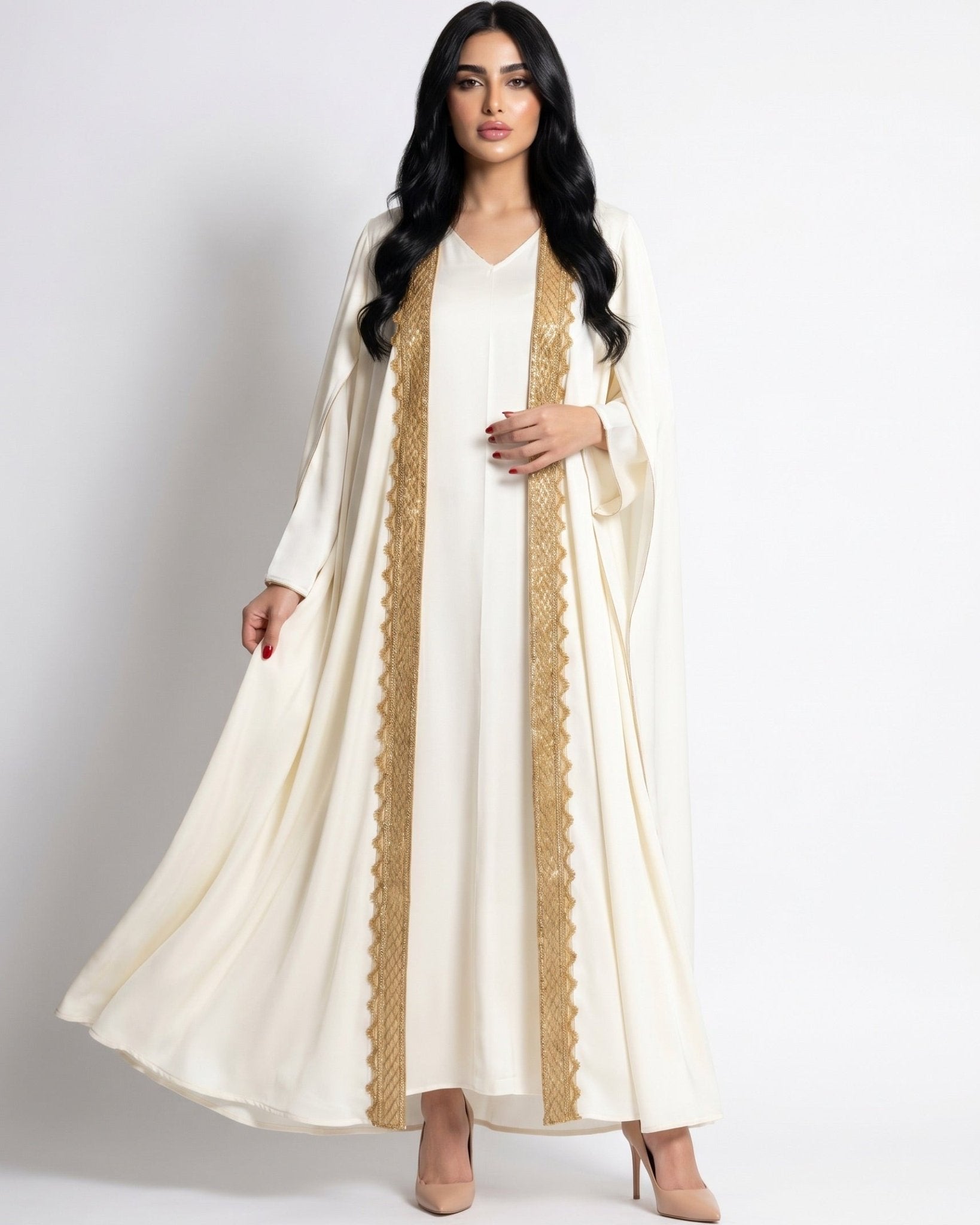 SOFIA OFFWHITE ABAYA SET - MAISON ARABELLE - MIRA Y MANO