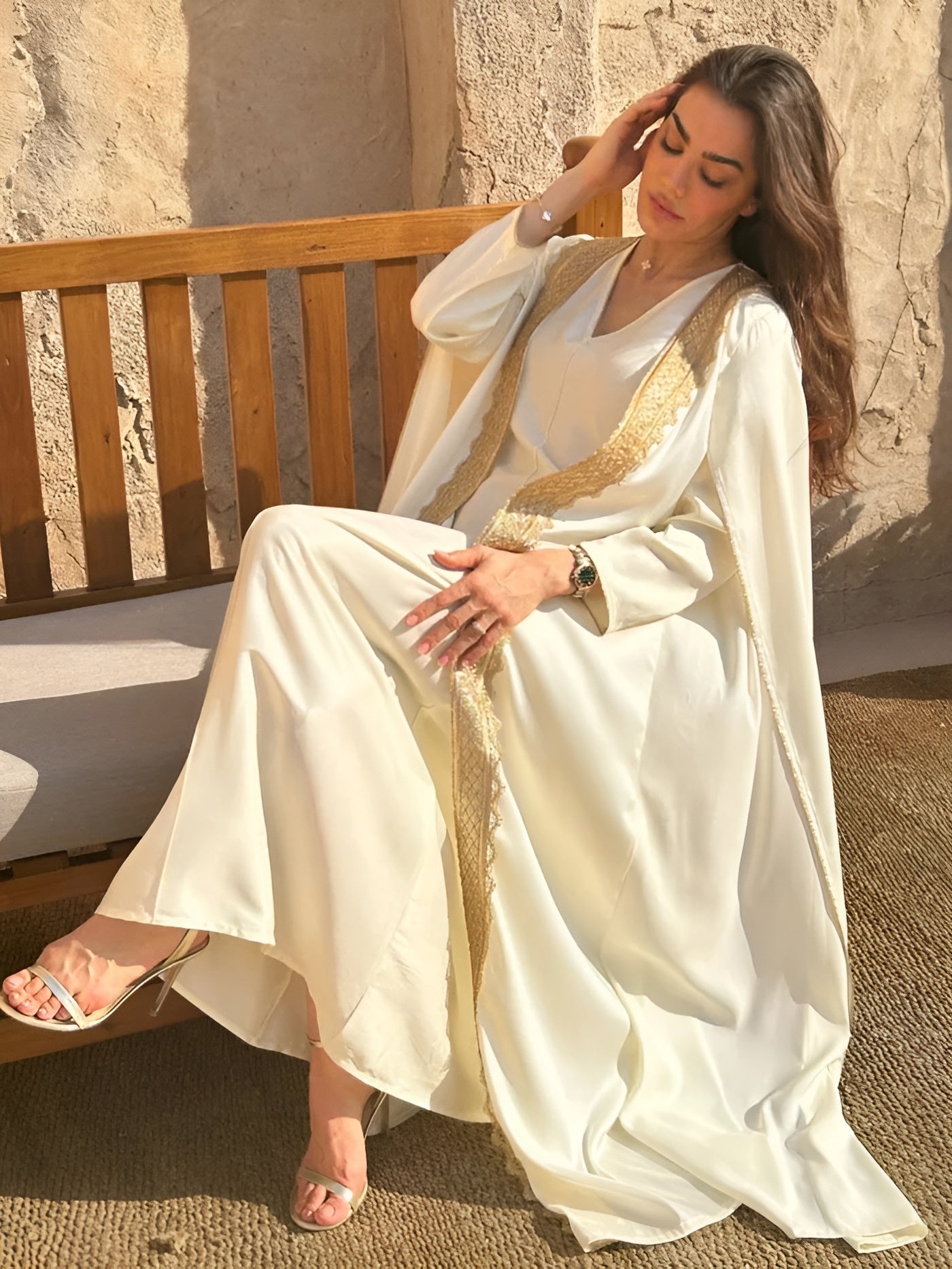 SOFIA OFFWHITE ABAYA SET - MAISON ARABELLE - MIRA Y MANO