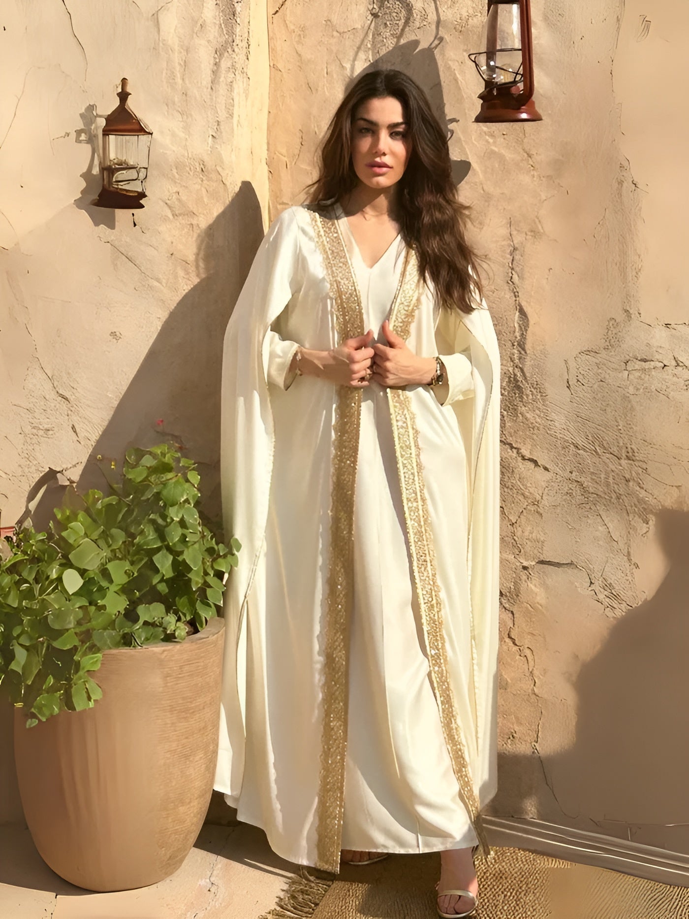 SOFIA OFFWHITE ABAYA SET - MAISON ARABELLE - MIRA Y MANO