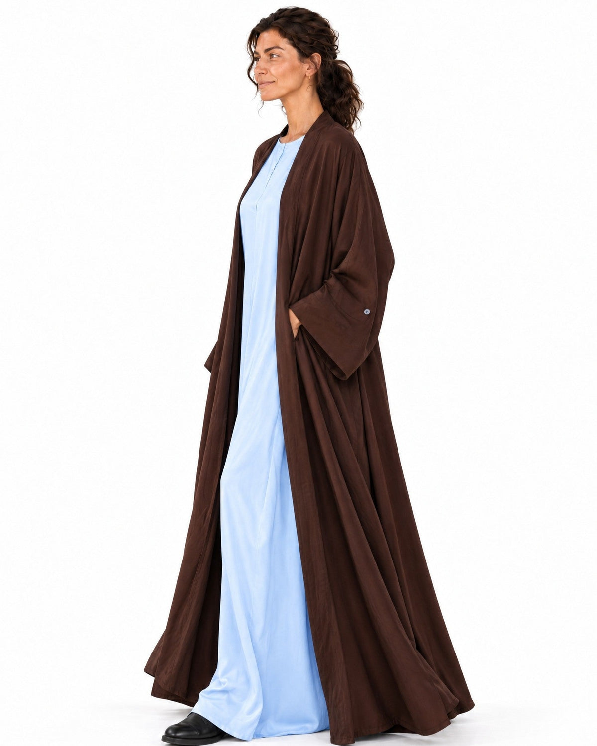 Jap Silk Brown Abaya Set - MAISON MAJ - MIRA Y MANO