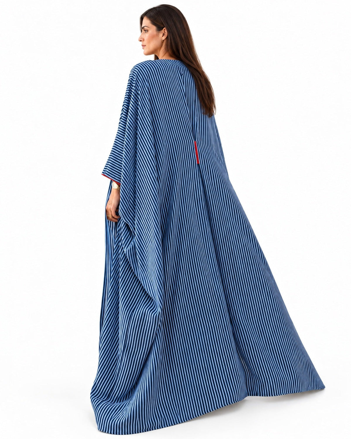 Narmine Blue Satin Abaya Set - MAISON MAJ - MIRA Y MANO