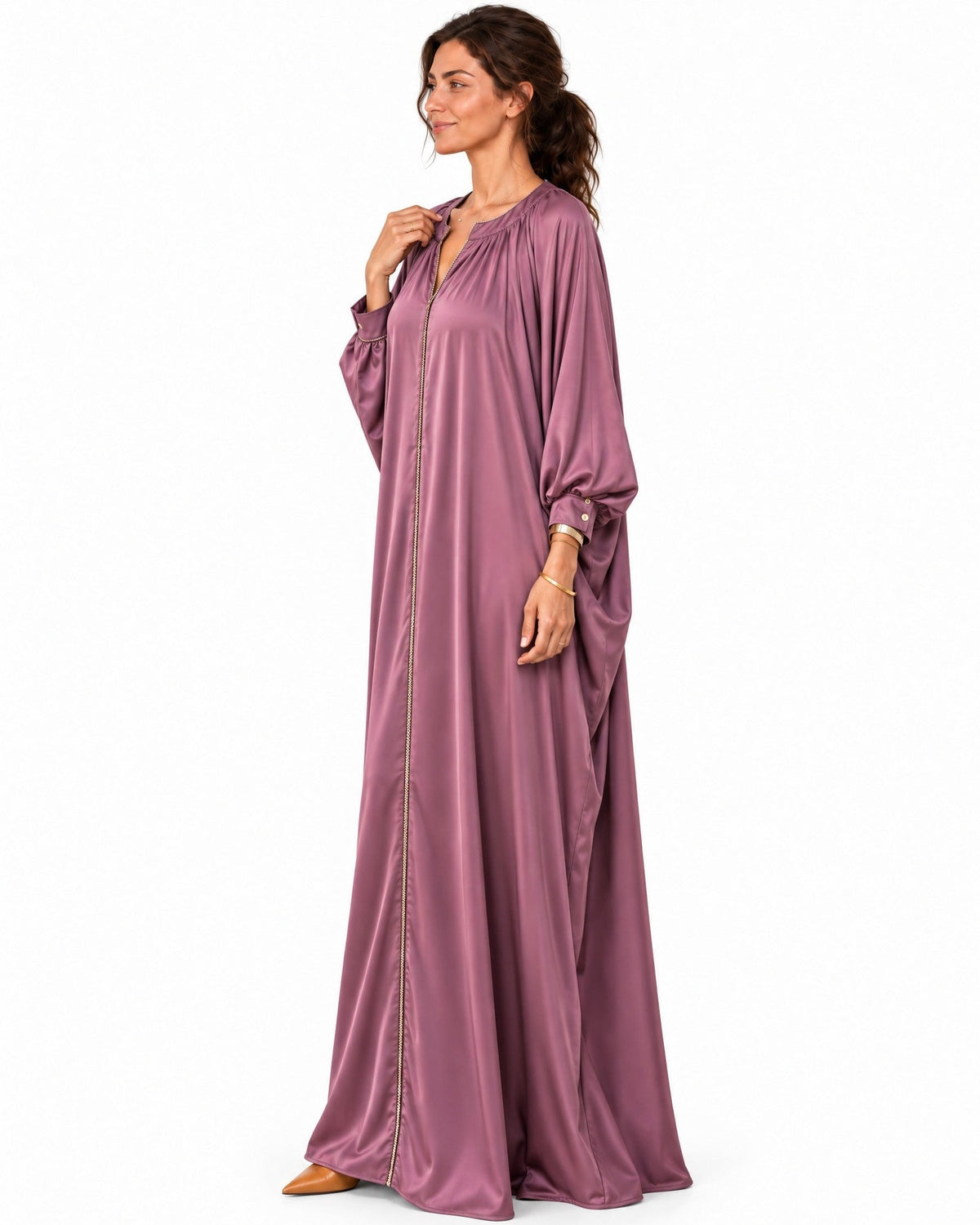 Nawal Purple Satin Dress - MAISON MAJ - MIRA Y MANO