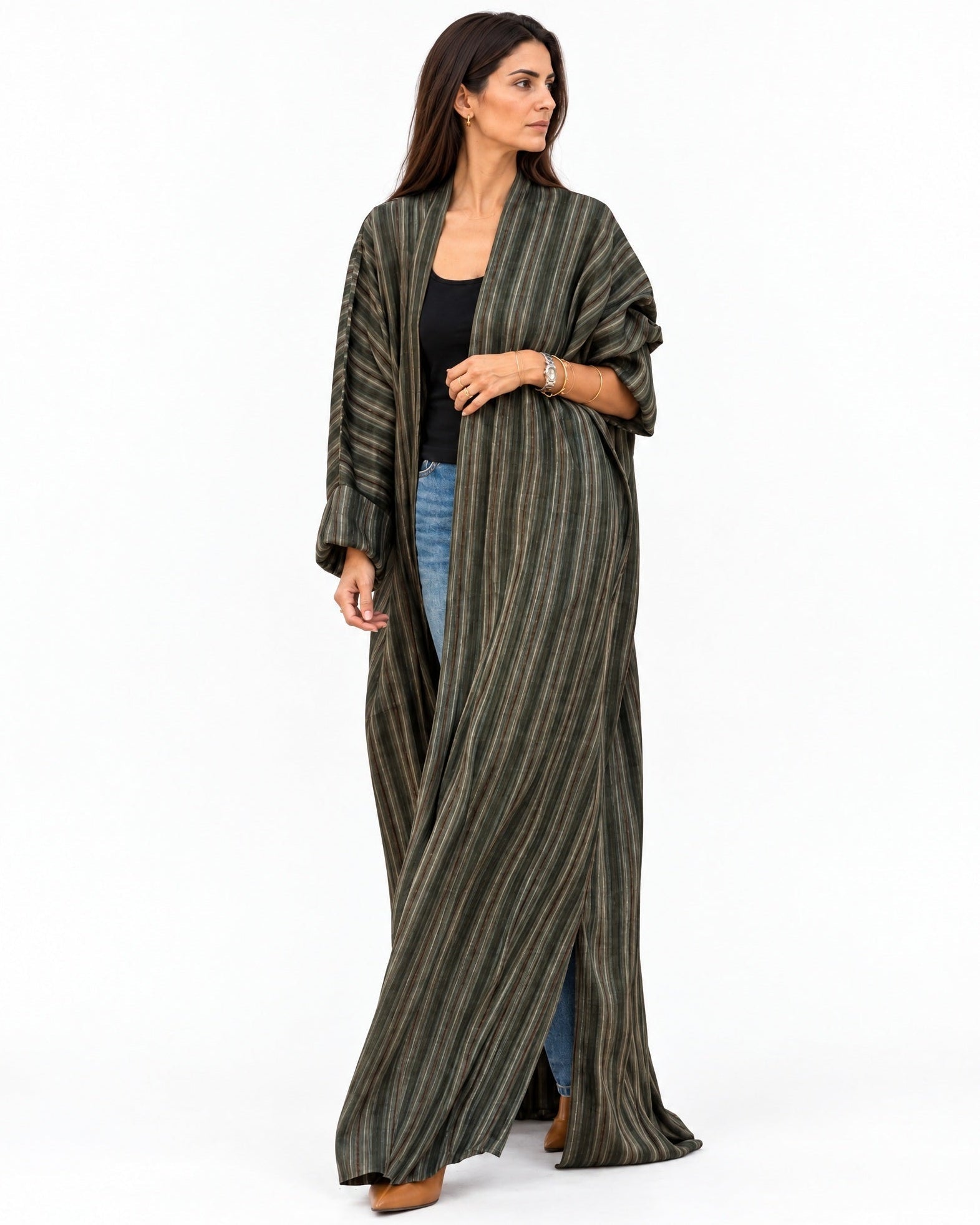 Q8 Green Denim Abaya - MAISON MAJ - MIRA Y MANO