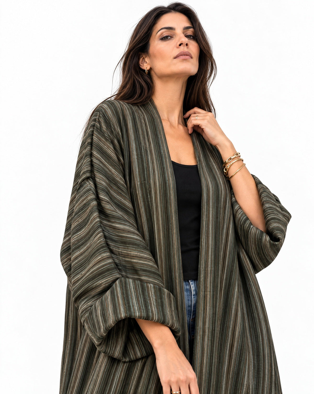 Q8 Green Denim Abaya - MAISON MAJ - MIRA Y MANO
