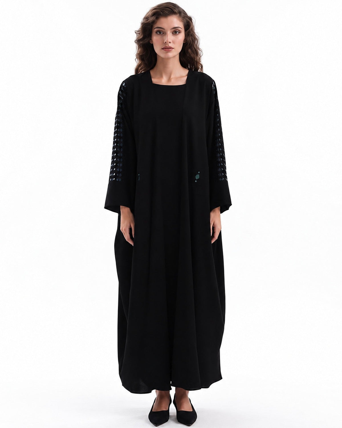 F26 A B5 - Black Crepe Abaya - MAISOON - MIRA Y MANO