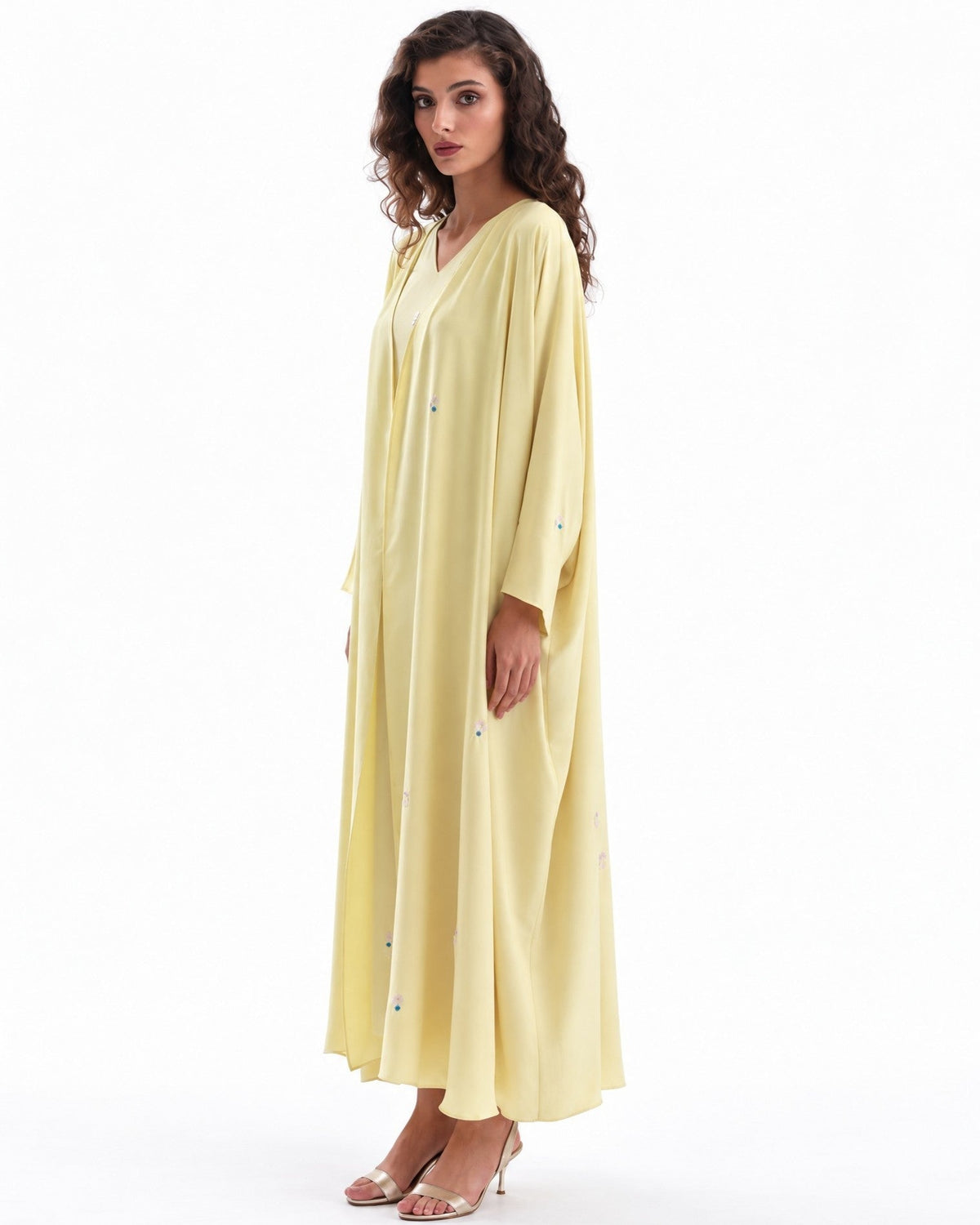 F26 A EC14 - Yellow Georgette Abaya Set - MAISOON - MIRA Y MANO